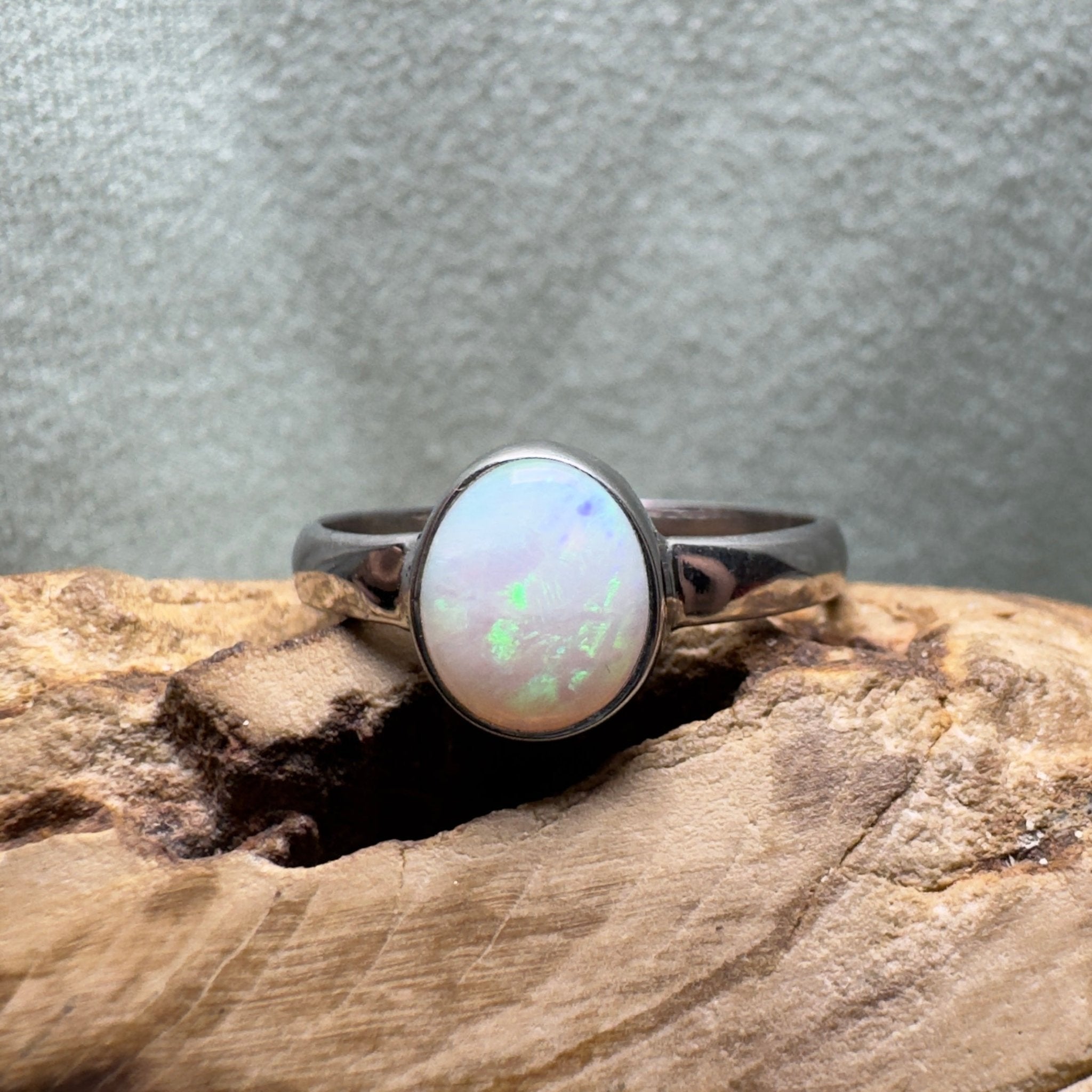 Esperance Archipelago Greens – Solid Lightning Ridge Opal 925 Sterling Silver Ring