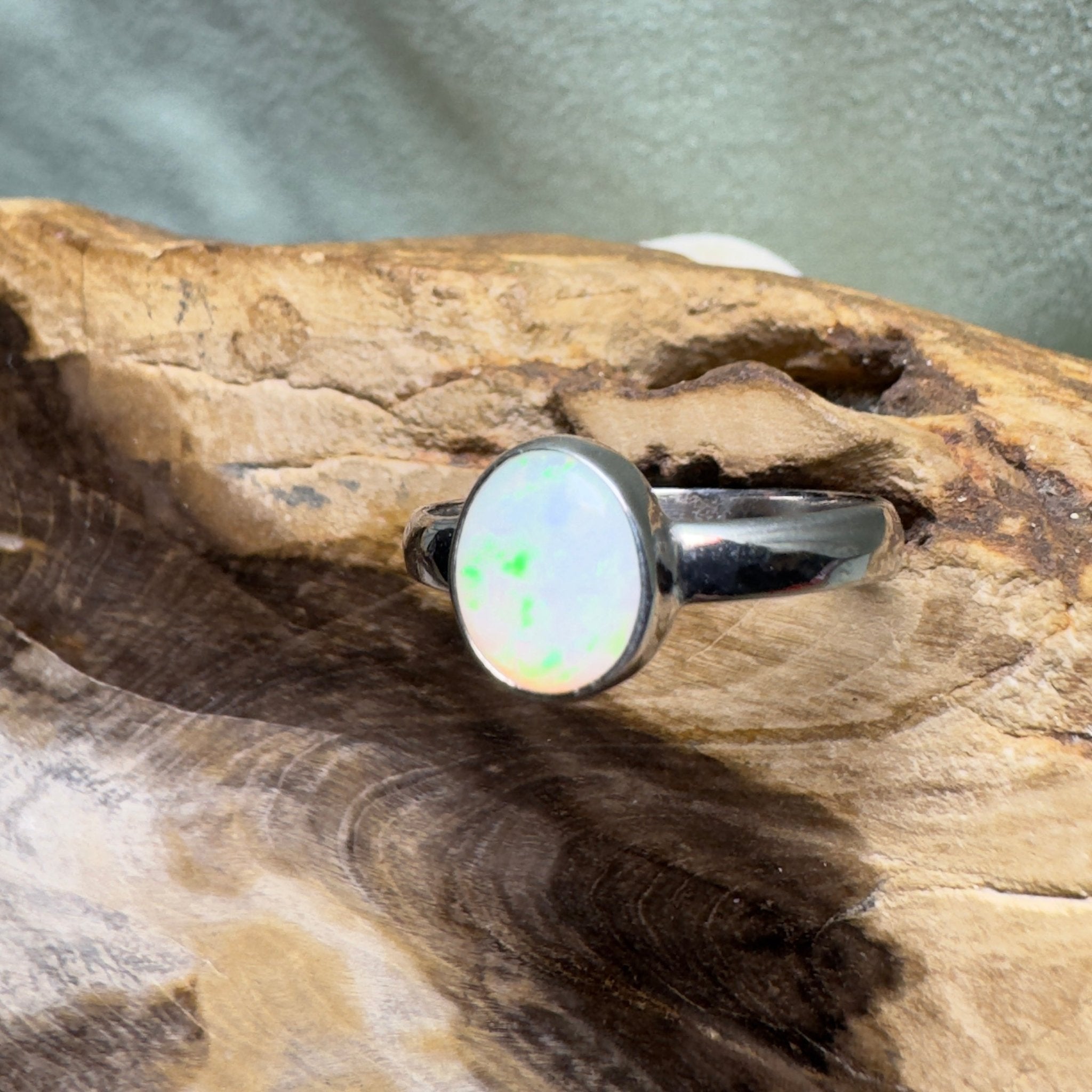 Esperance Archipelago Greens – Solid Lightning Ridge Opal 925 Sterling Silver Ring