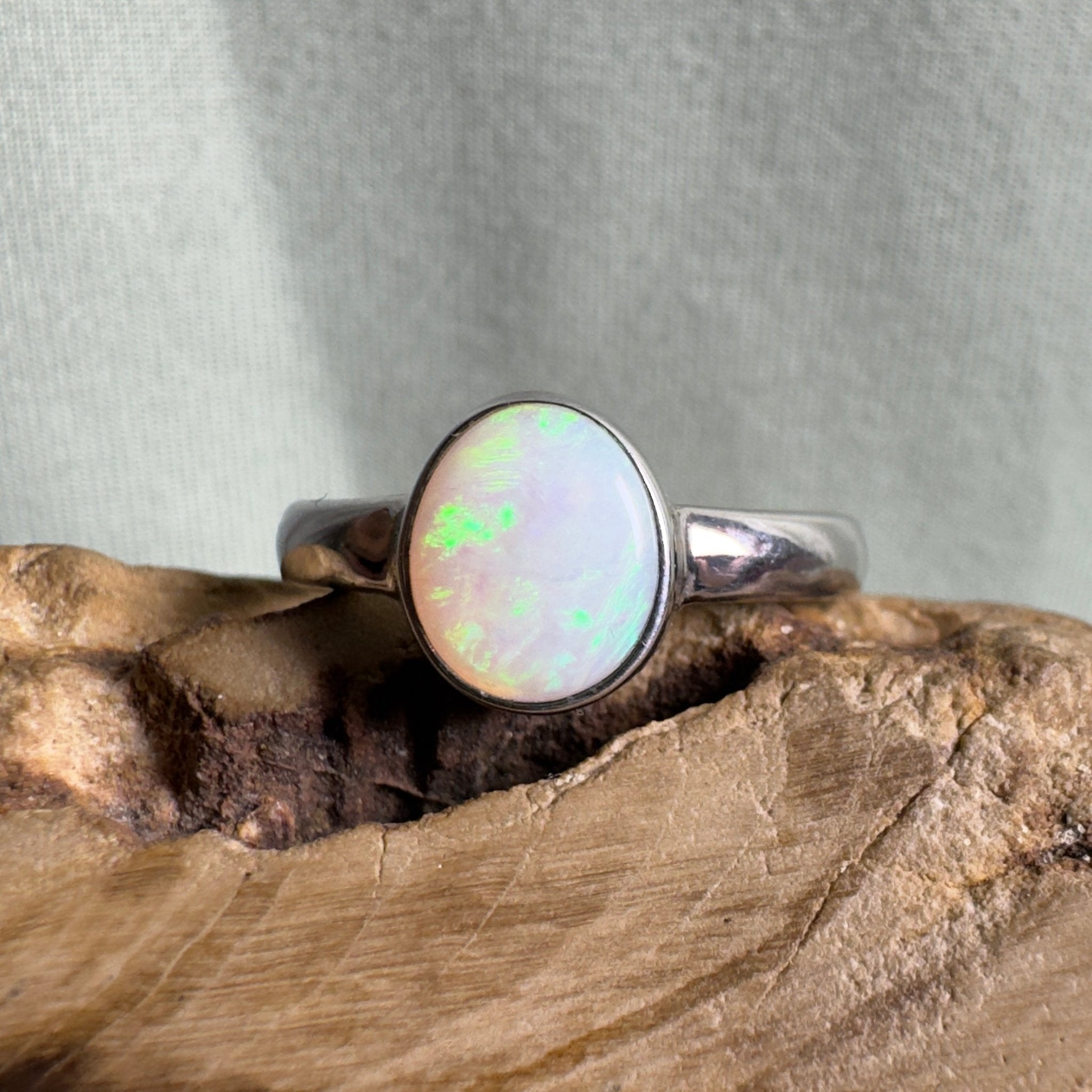 Esperance Archipelago Greens – Solid Lightning Ridge Opal 925 Sterling Silver Ring