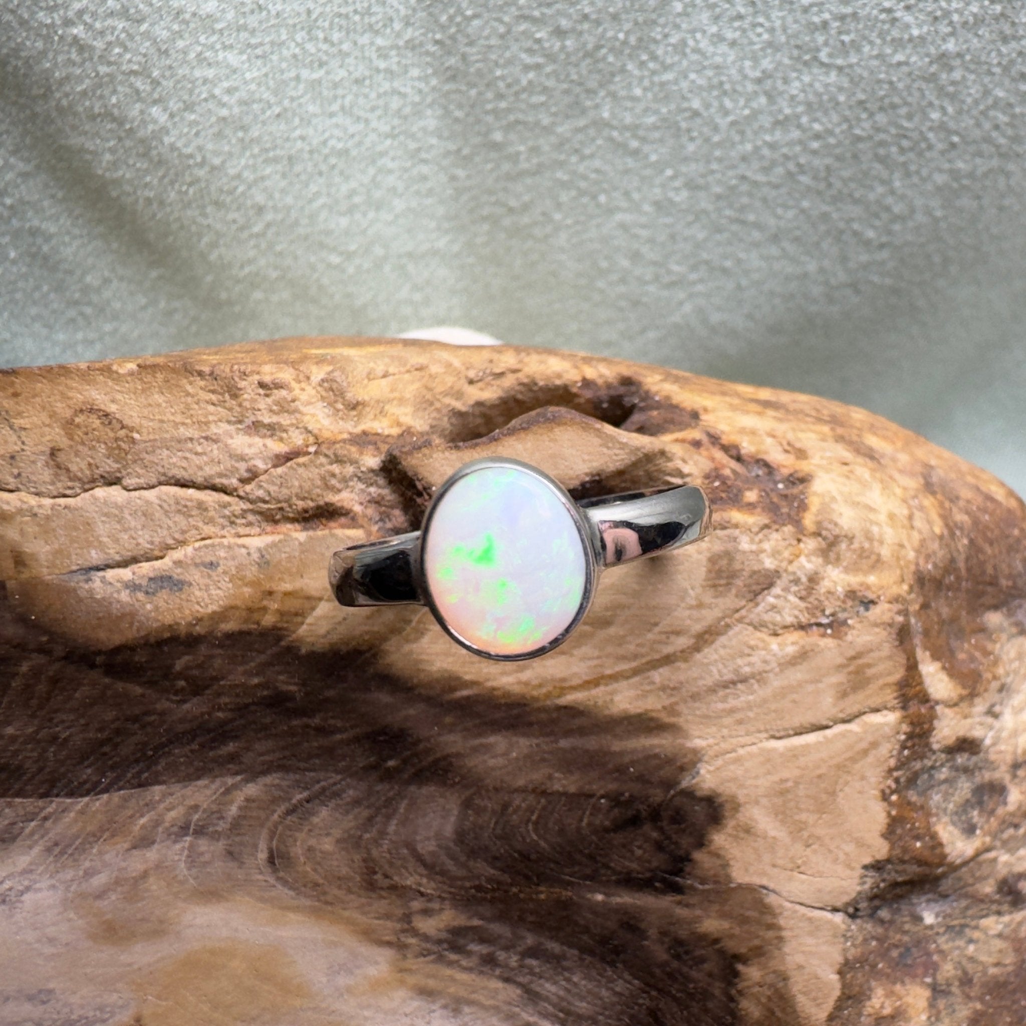 Esperance Archipelago Greens – Solid Lightning Ridge Opal 925 Sterling Silver Ring