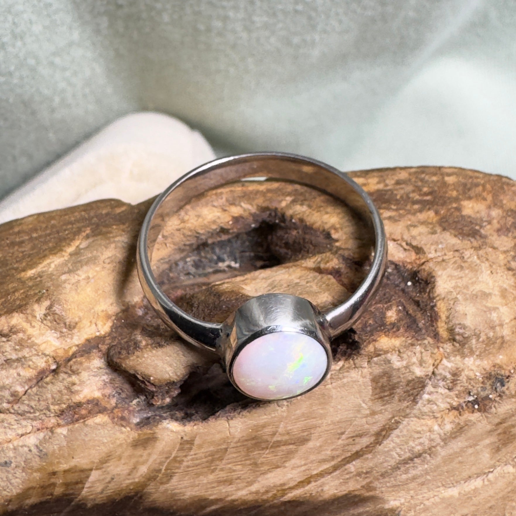Esperance Archipelago Greens – Solid Lightning Ridge Opal 925 Sterling Silver Ring