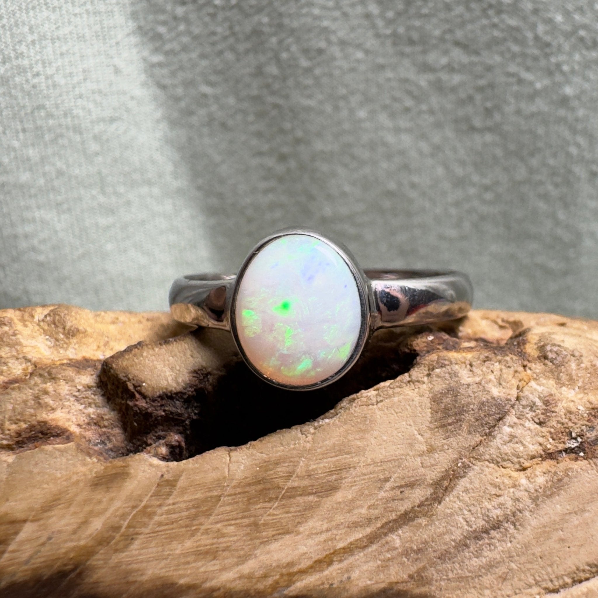Esperance Archipelago Greens – Solid Lightning Ridge Opal 925 Sterling Silver Ring