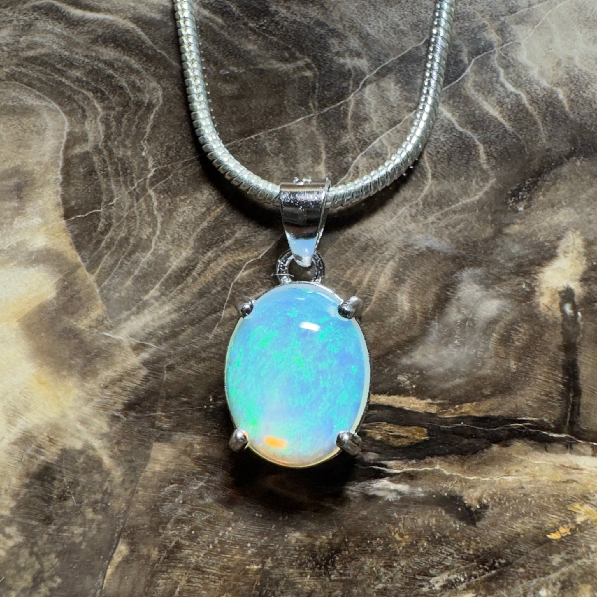 Esperance Azure ~ 1.2ct Lightning Ridge Crystal Opal 925 Silver Pendant