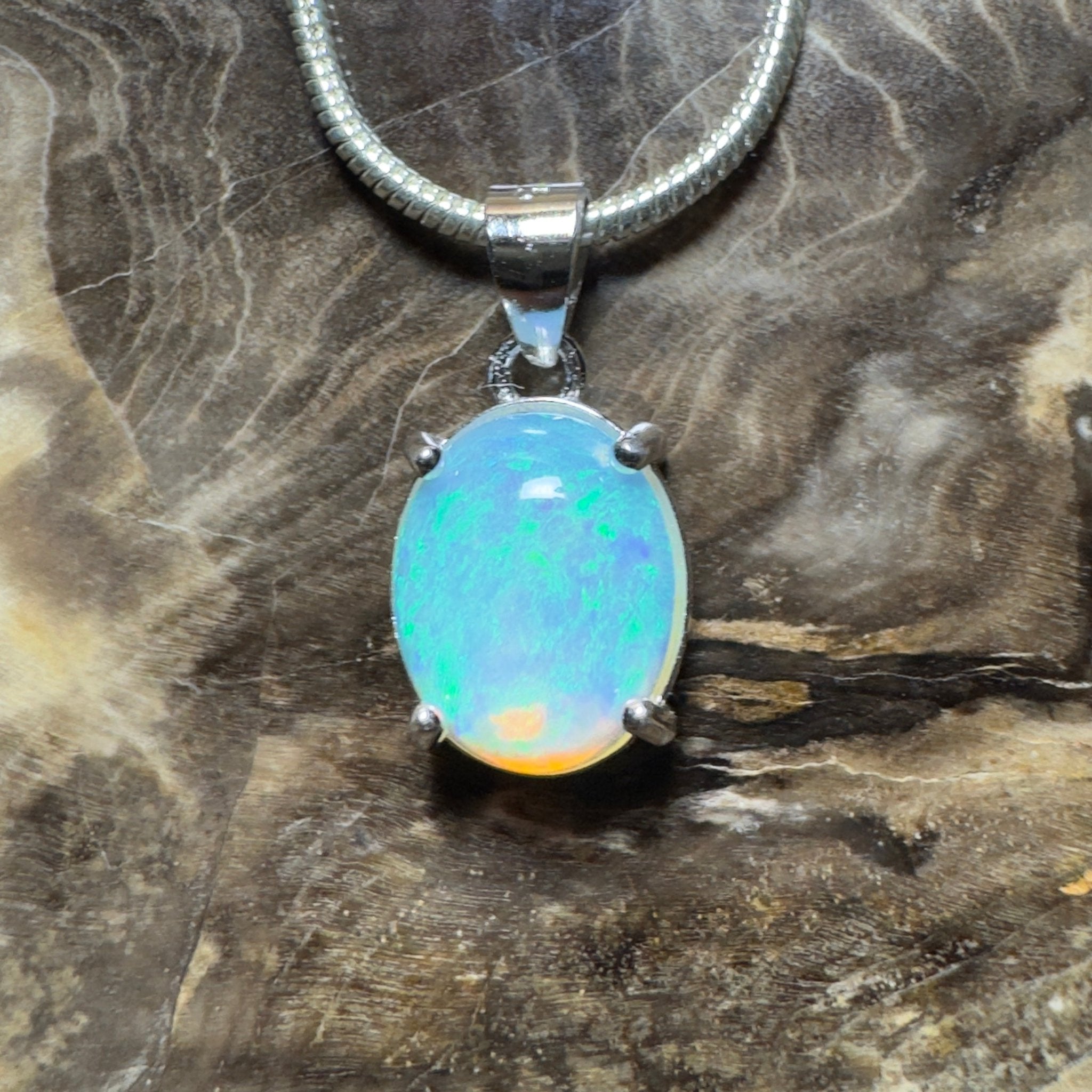 Esperance Azure ~ 1.2ct Lightning Ridge Crystal Opal 925 Silver Pendant