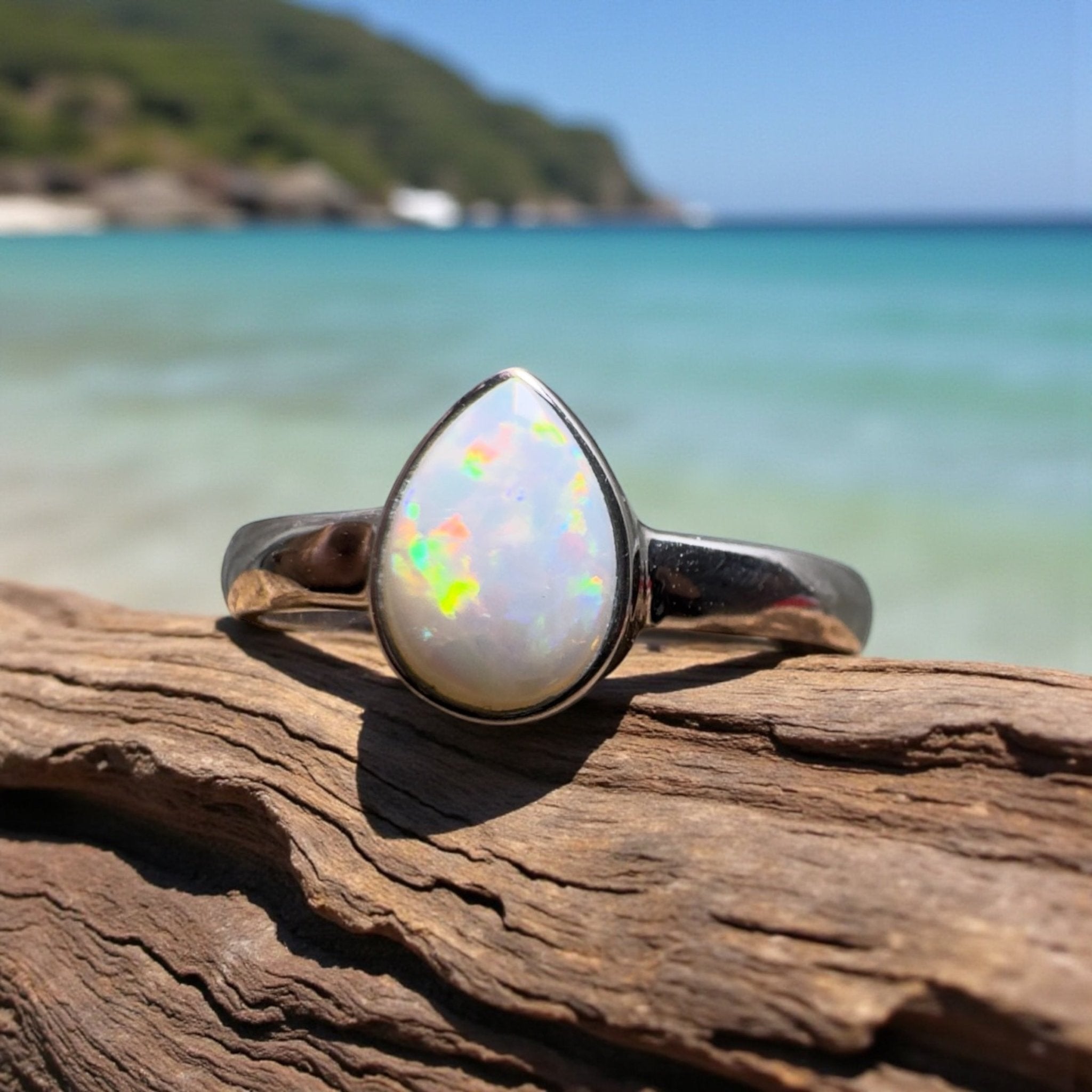 Esperance Coast Spectrum Tide – 1.1ct Solid Lightning Ridge Opal 925 Sterling Silver Ring