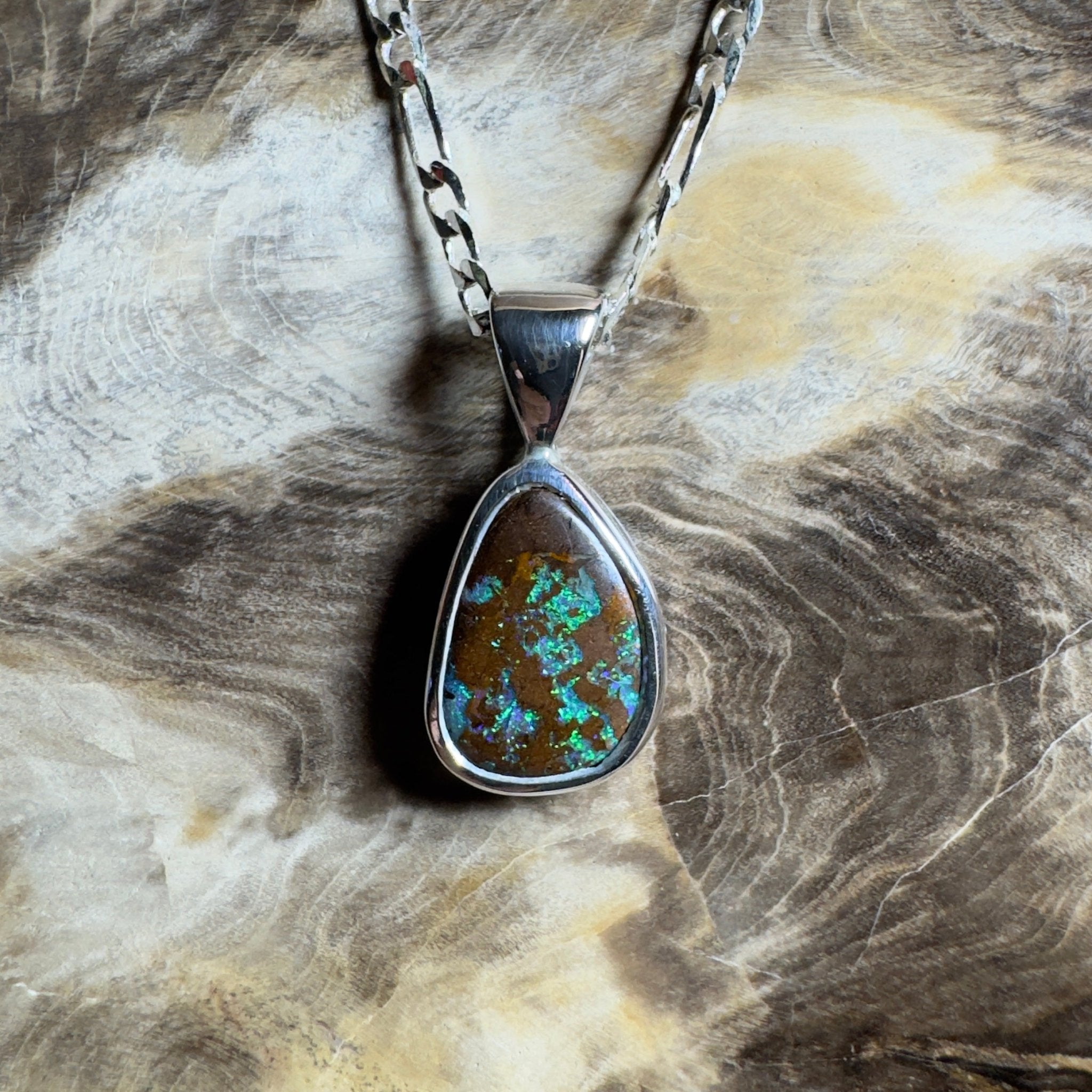 Esperance Elation ~ Queensland Boulder Opal 925 Sterling Silver Pendant Necklace