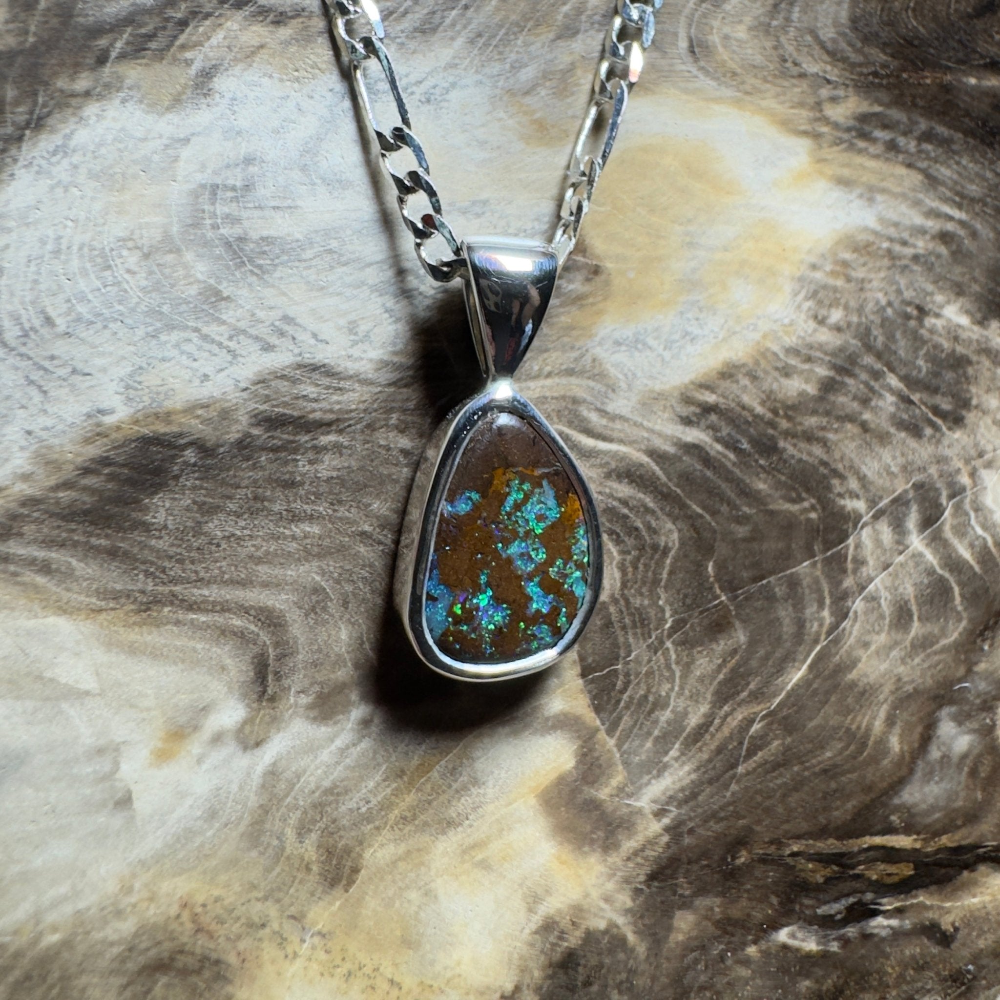 Esperance Elation ~ Queensland Boulder Opal 925 Sterling Silver Pendant Necklace