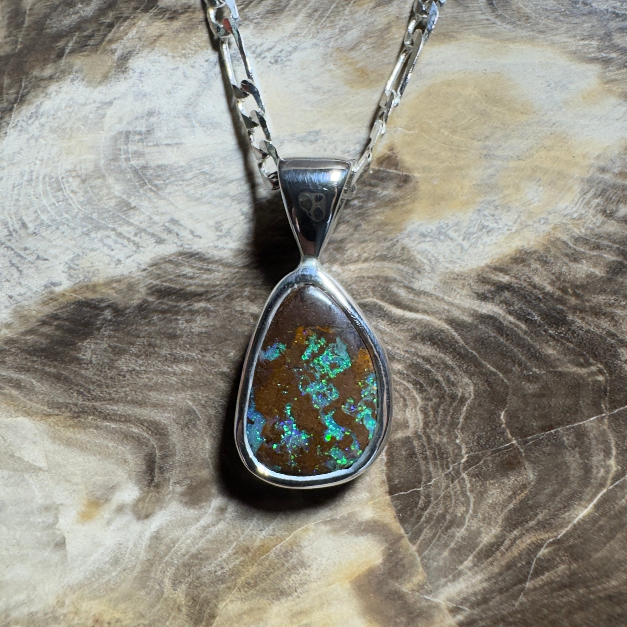 Esperance Elation ~ Queensland Boulder Opal 925 Sterling Silver Pendant Necklace