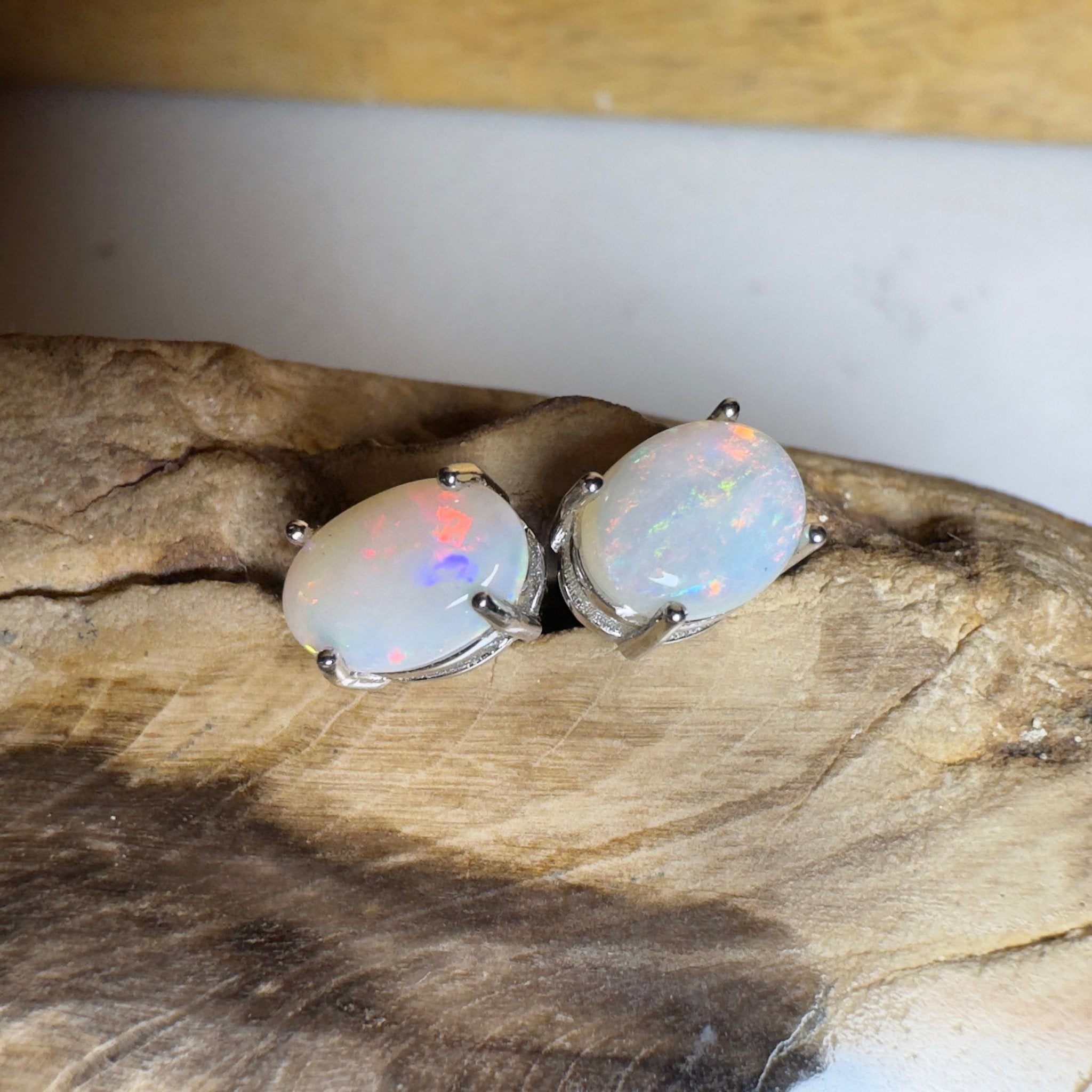 Ethereal Crest ~ 1.8ct Coober Pedy Opal Sterling Silver Earrings