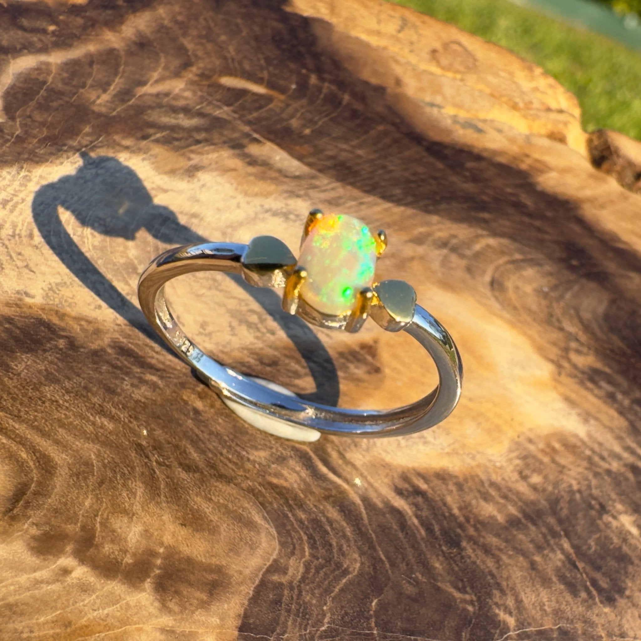 Eucalyptus Glow ~ Handcrafted 0.6ct Coober Pedy Opal Ring