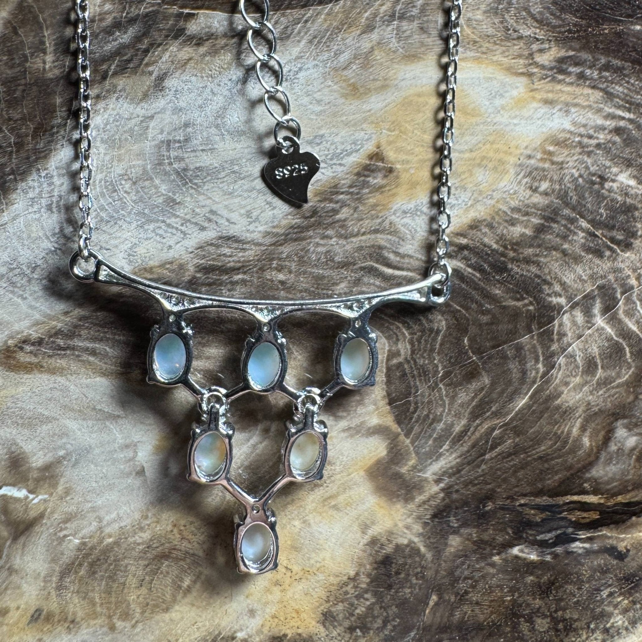 Eyre Desert Light ~ 2.4ct Solid Lightning Ridge Opal and Cubic Zirconia 925 Silver Pendant Necklace