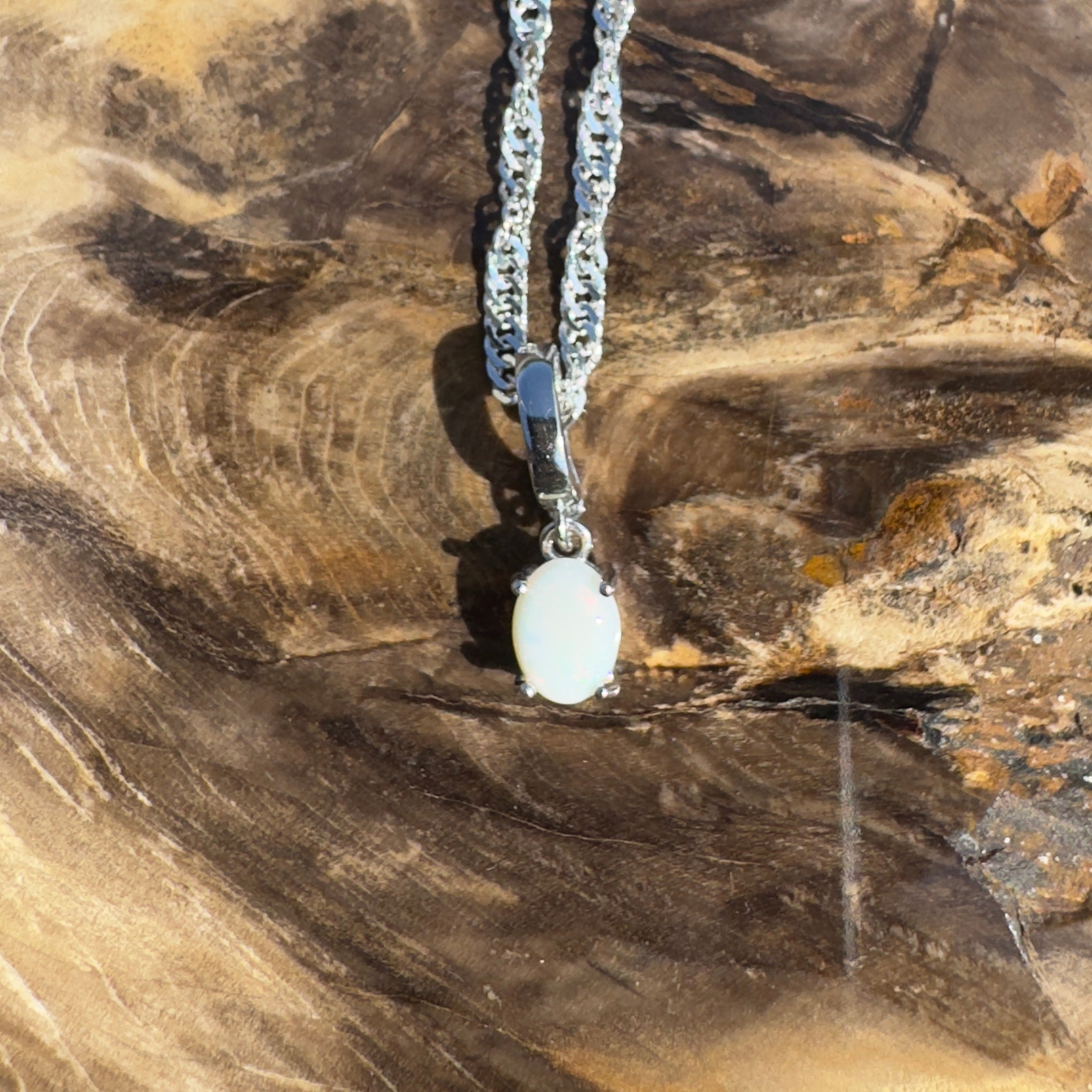 Eyre Wonder - 0.6ct Coober Pedy Opal 925 Silver Pendant