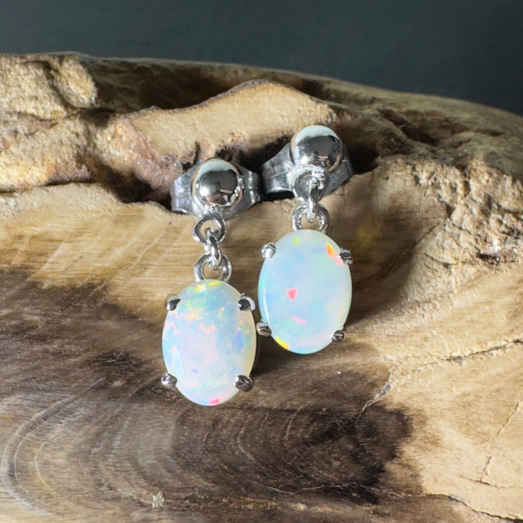 Far North Gleam - 1.8ct Coober Pedy Opal 925 Silver Earrings