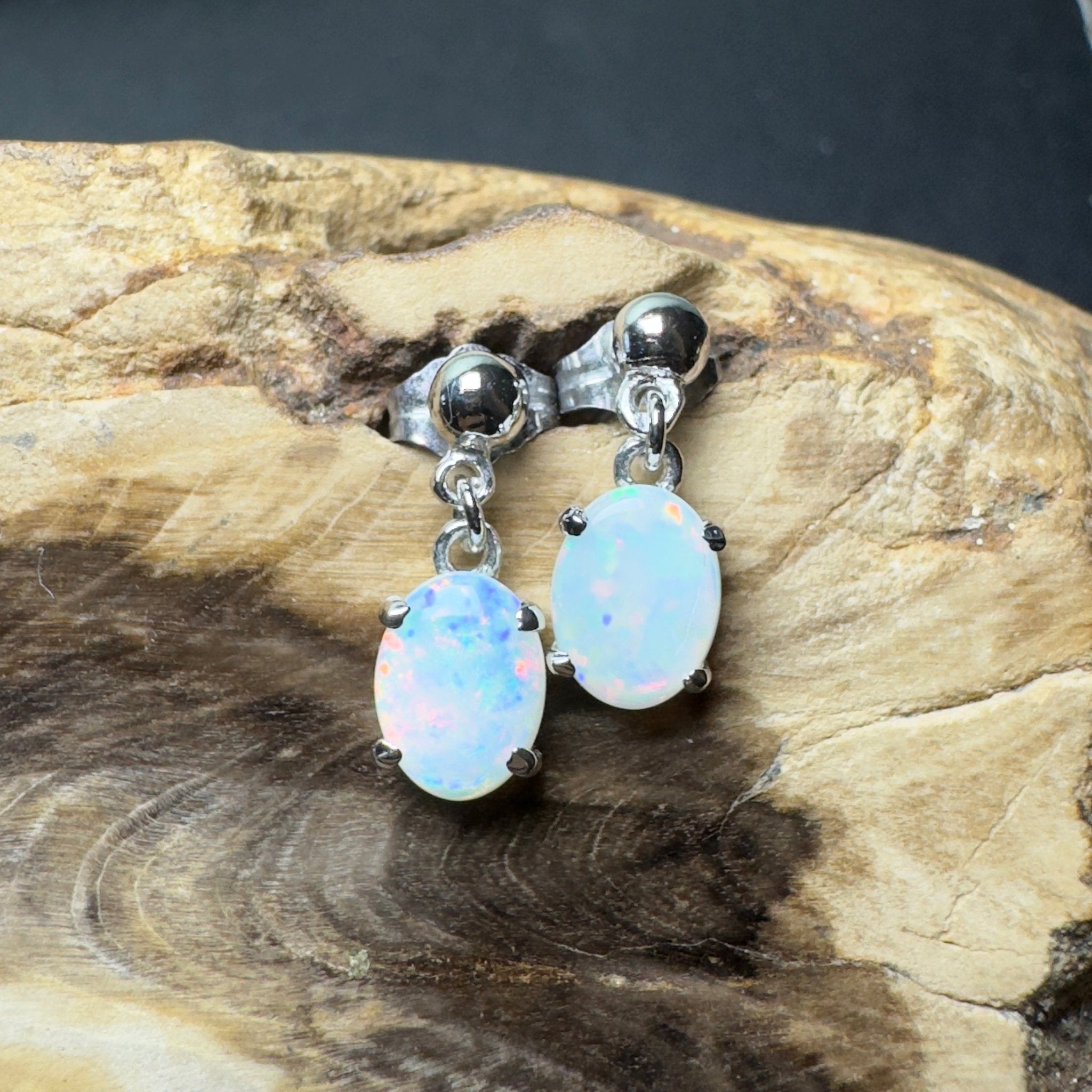 Far North Gleam - 1.8ct Coober Pedy Opal 925 Silver Earrings