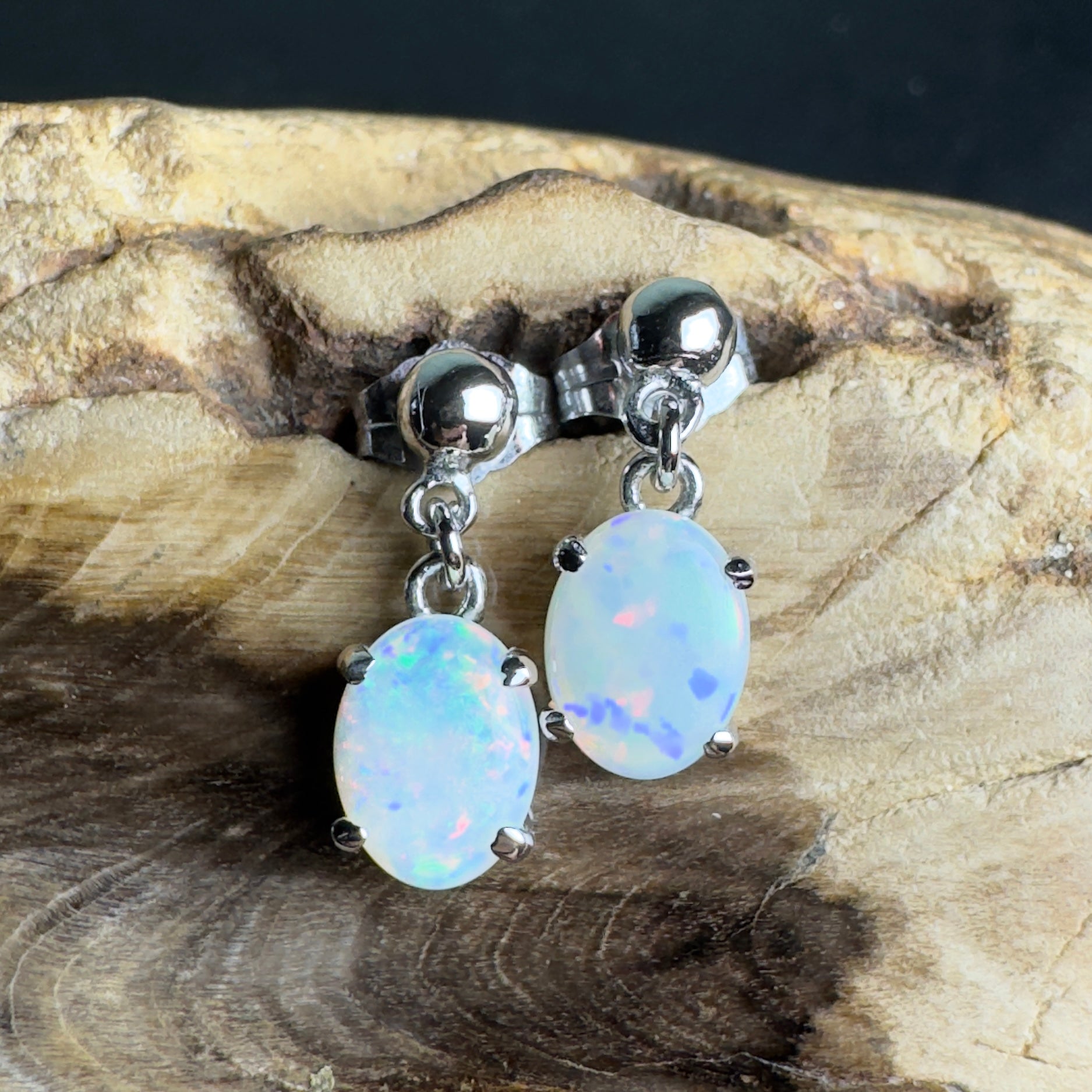 Far North Gleam - 1.8ct Coober Pedy Opal 925 Silver Earrings