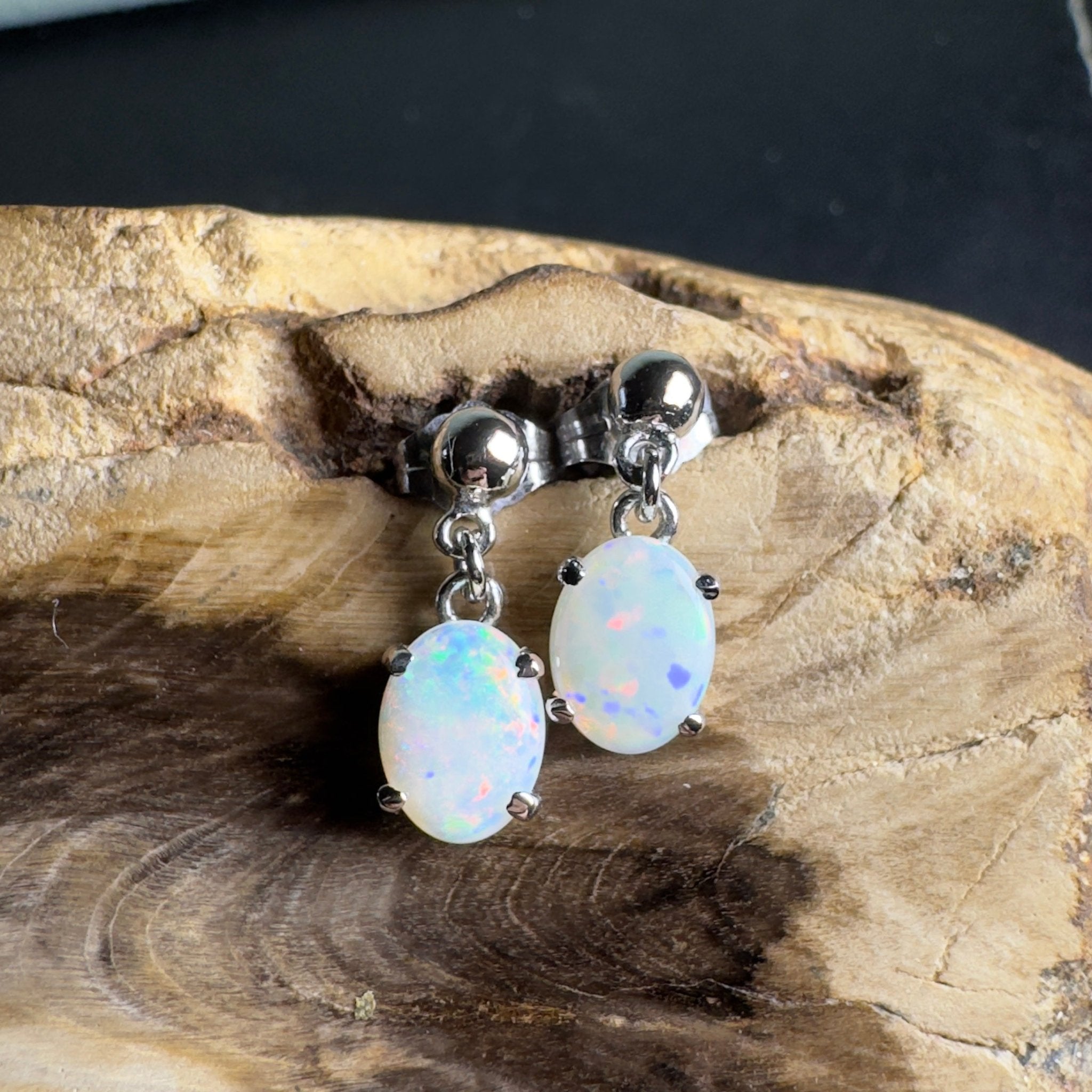 Far North Gleam - 1.8ct Coober Pedy Opal 925 Silver Earrings