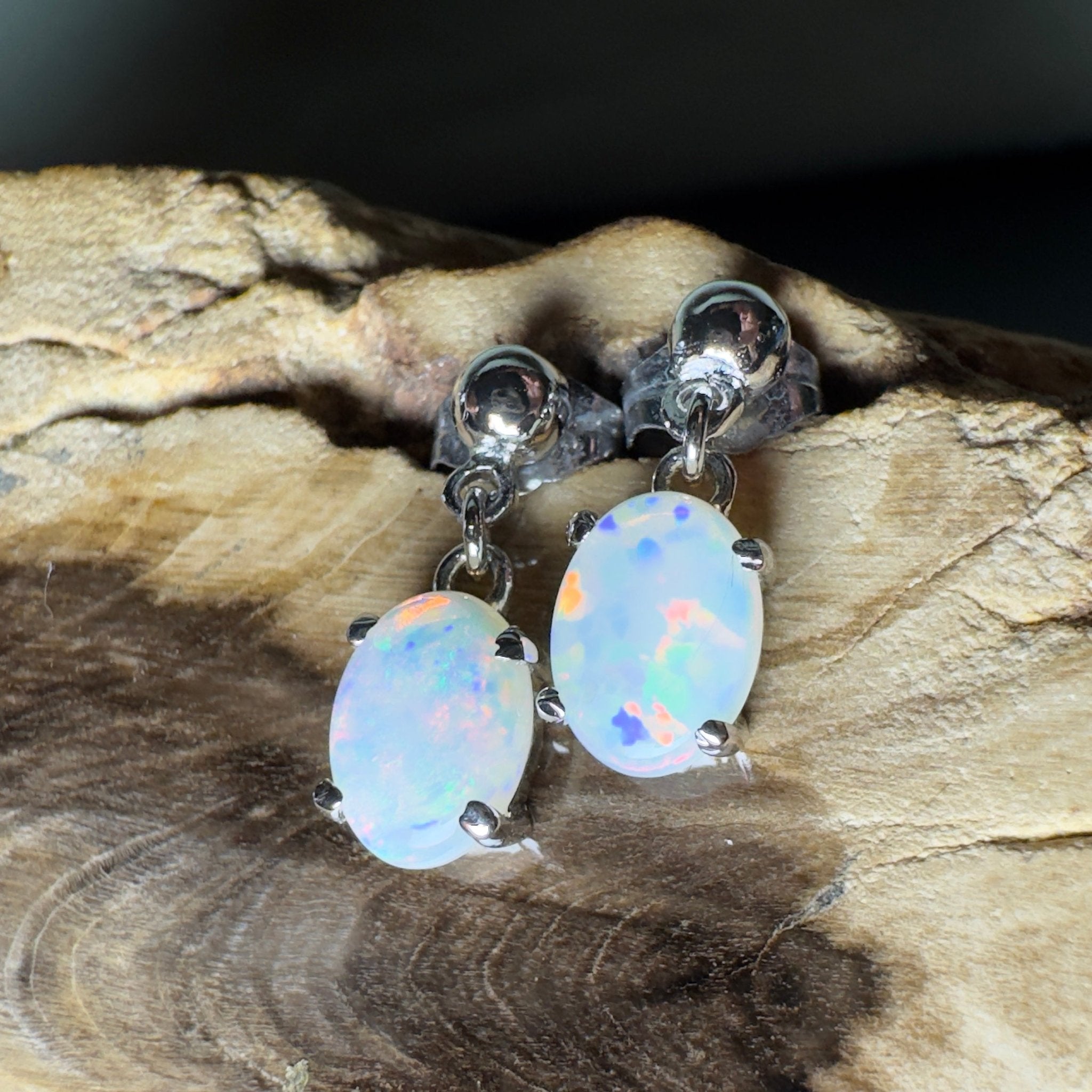 Far North Gleam - 1.8ct Coober Pedy Opal 925 Silver Earrings