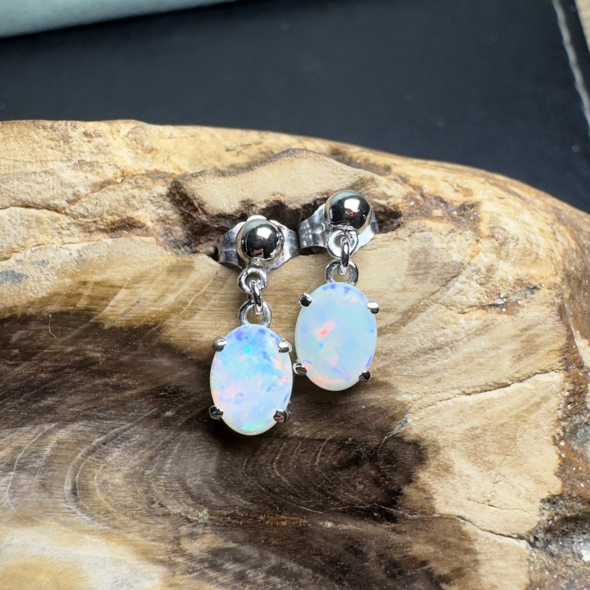 Far North Gleam - 1.8ct Coober Pedy Opal 925 Silver Earrings