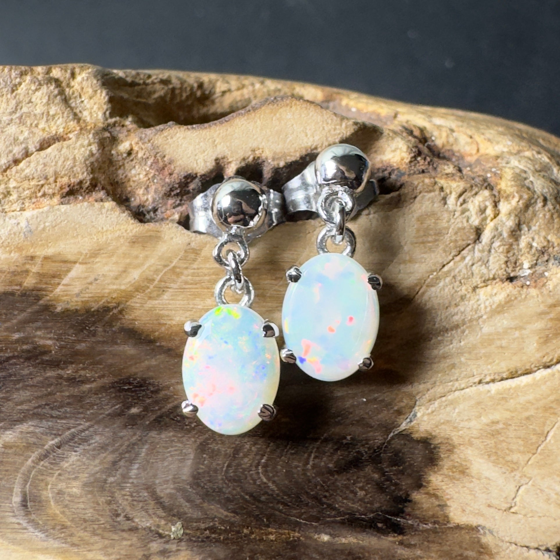 Far North Gleam - 1.8ct Coober Pedy Opal 925 Silver Earrings