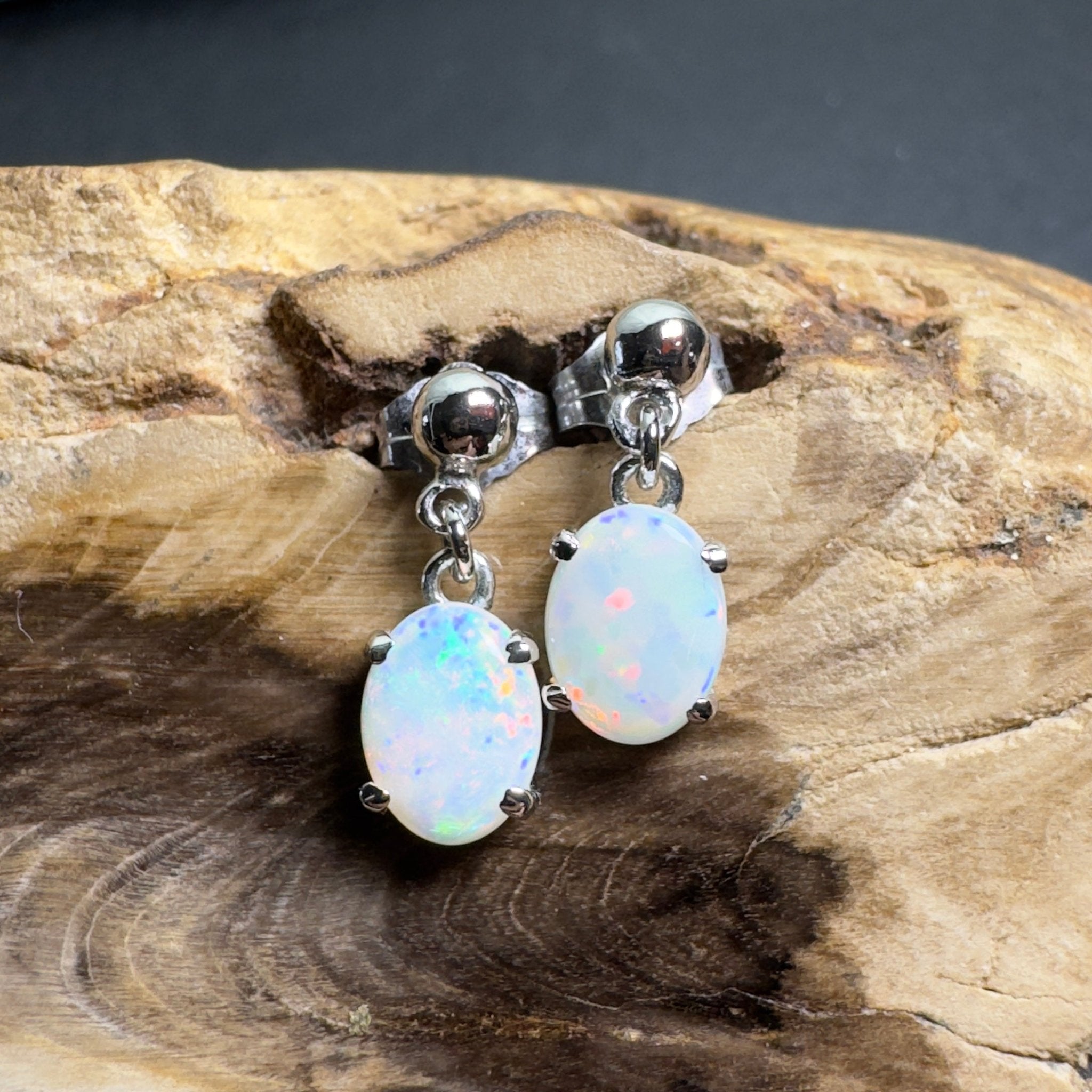 Far North Gleam - 1.8ct Coober Pedy Opal 925 Silver Earrings