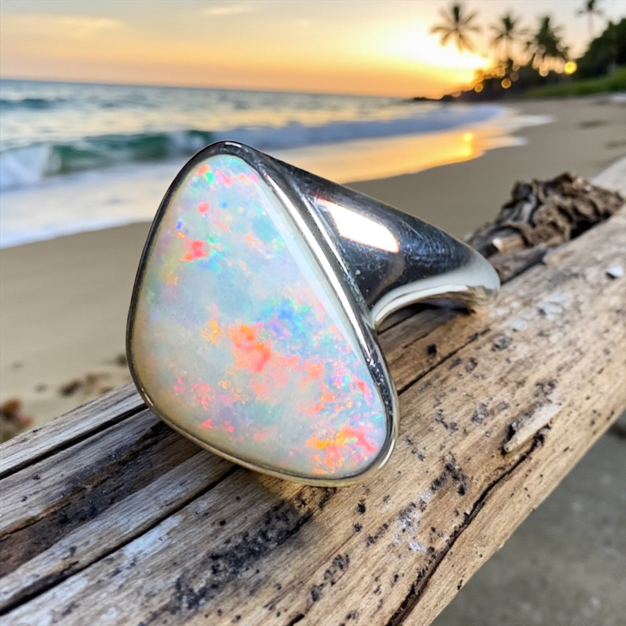 Flinders Kaleidoscope - 3.65ct Solid Coober Pedy Opal 925 Silver Ring