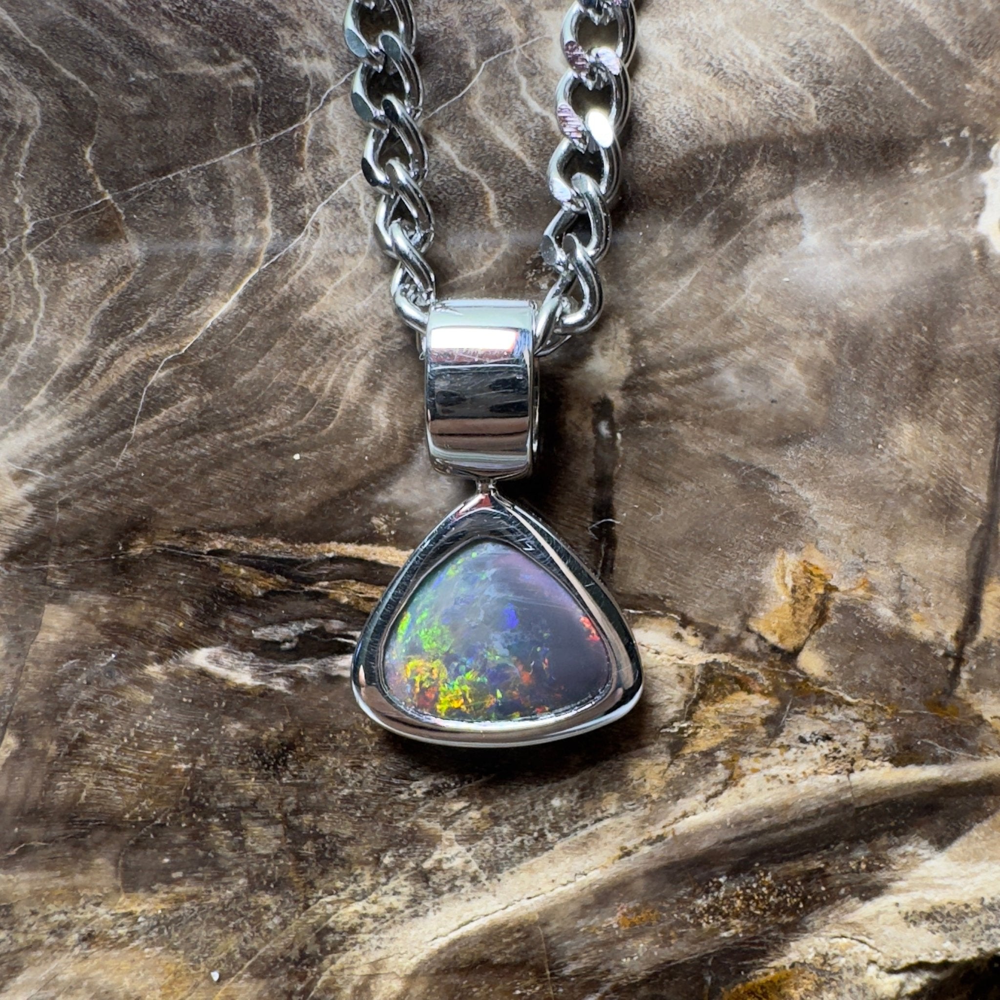 Flinders Nocturne ~ 1.3ct Lightning Ridge Black Opal 925 Silver Pendant