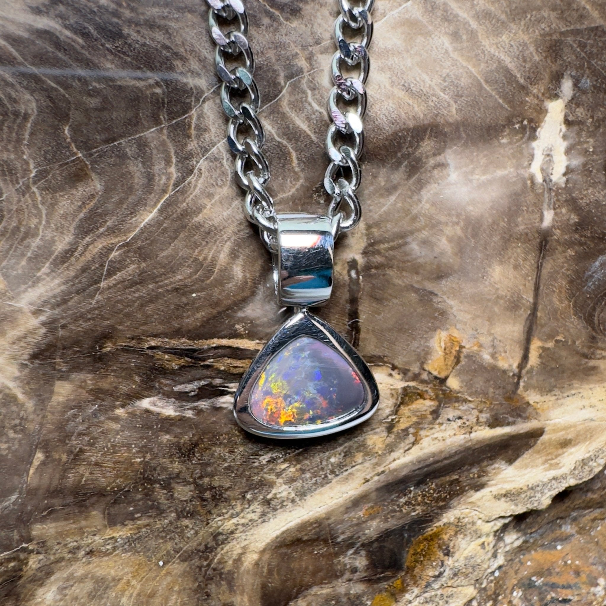 Flinders Nocturne ~ 1.3ct Lightning Ridge Black Opal 925 Silver Pendant