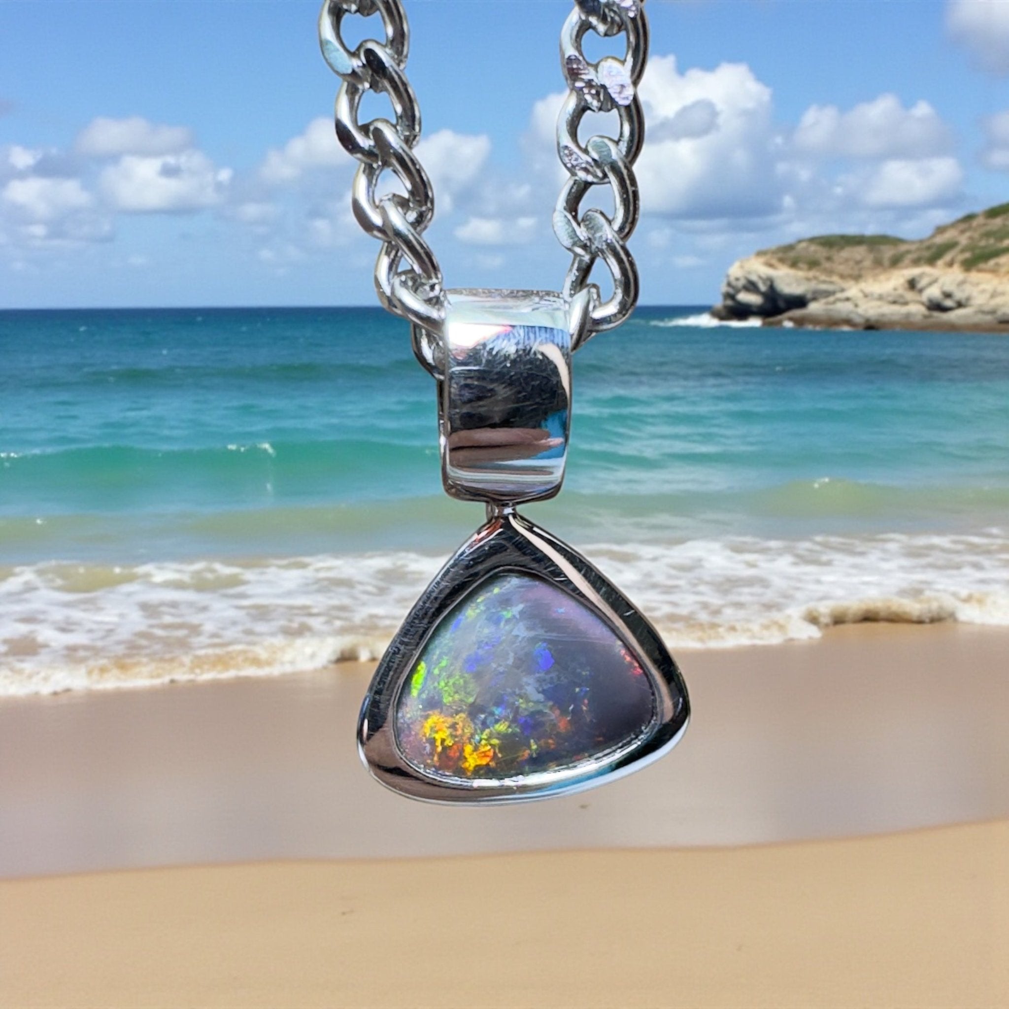 Flinders Nocturne ~ 1.3ct Lightning Ridge Black Opal 925 Silver Pendant