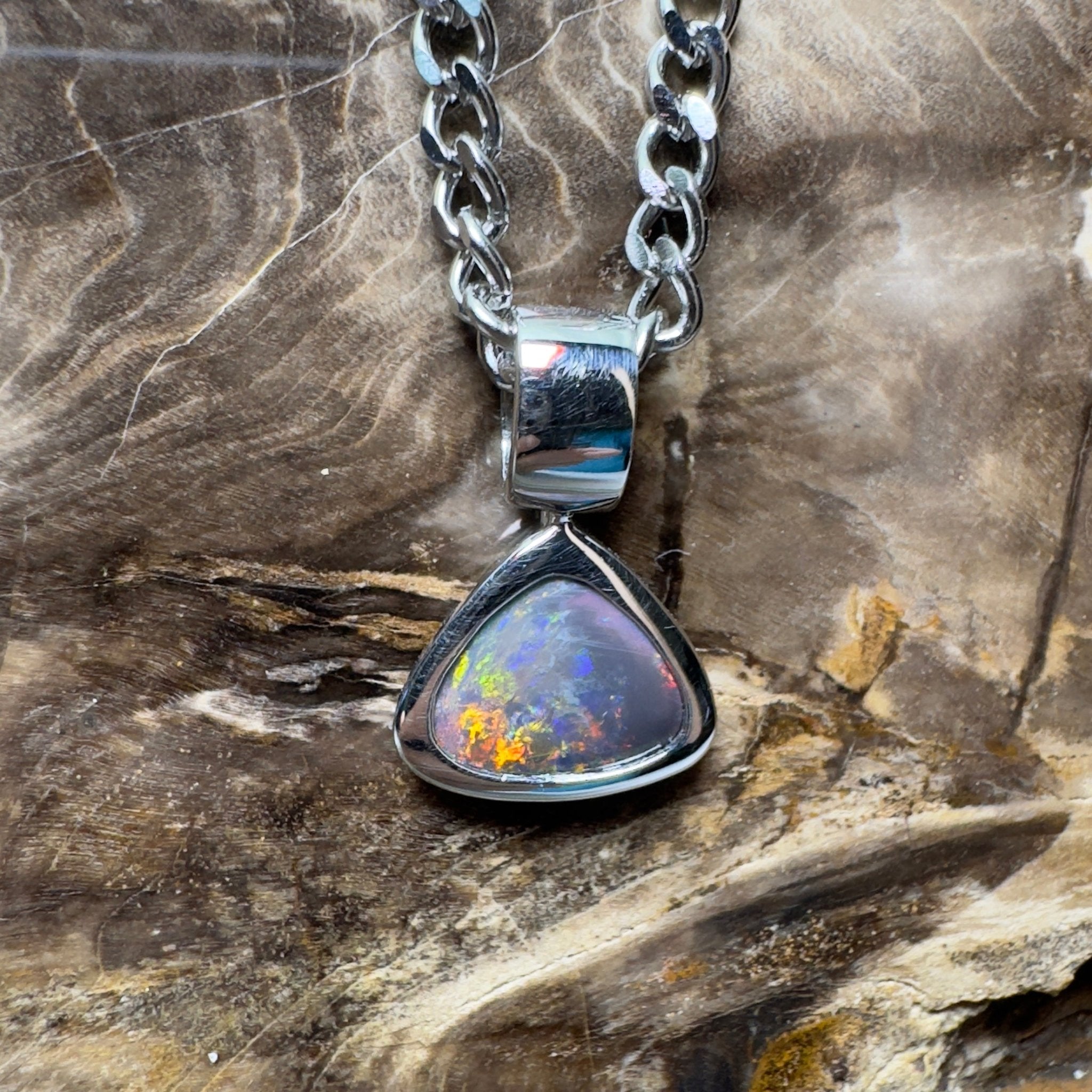 Flinders Nocturne ~ 1.3ct Lightning Ridge Black Opal 925 Silver Pendant