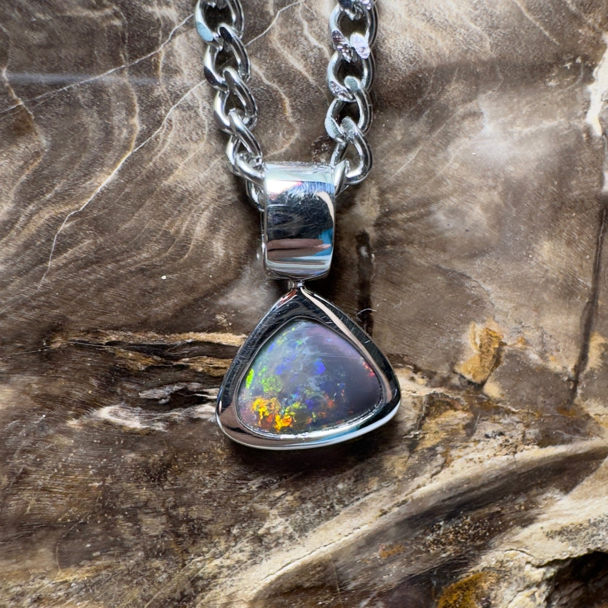 Flinders Nocturne ~ 1.3ct Lightning Ridge Black Opal 925 Silver Pendant