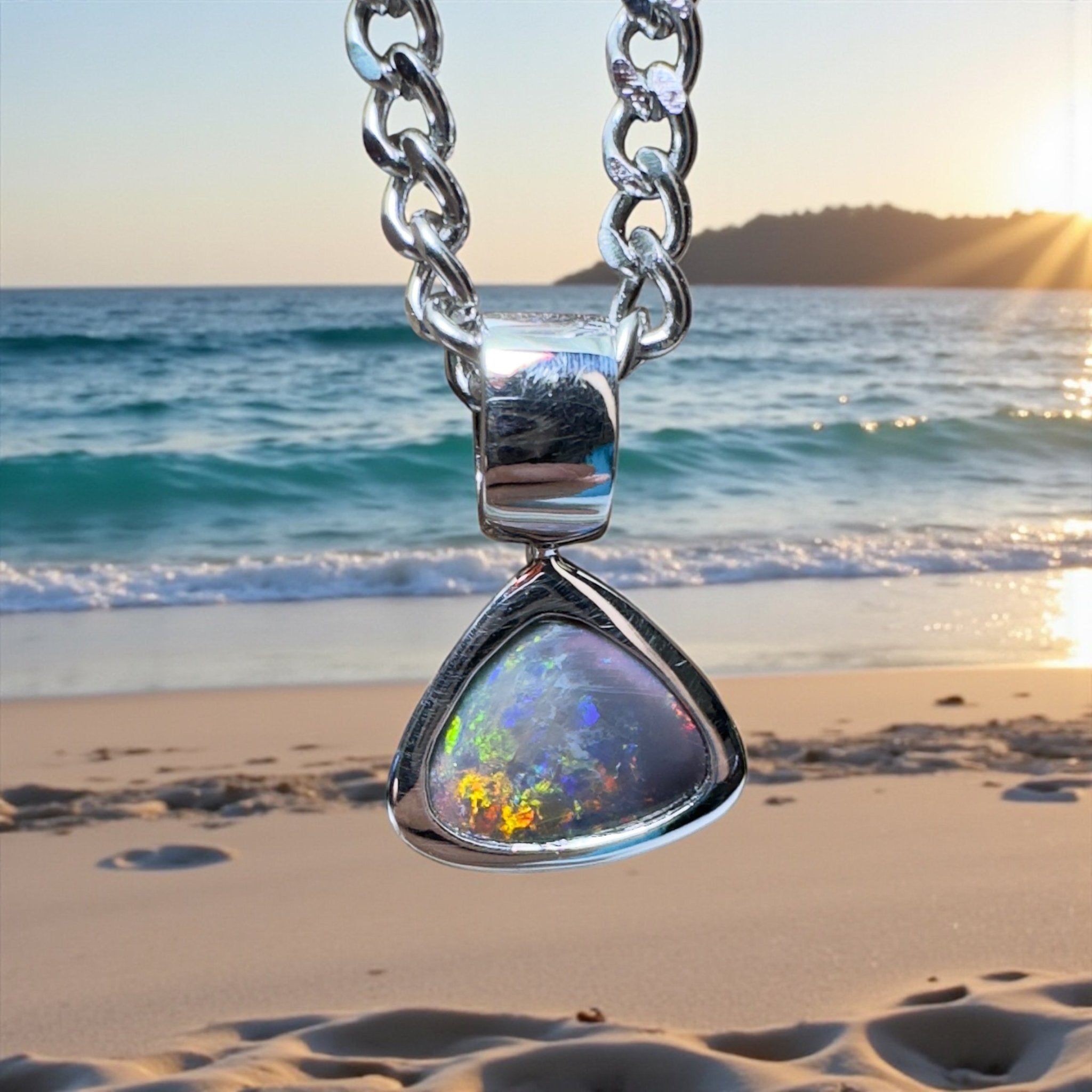 Flinders Nocturne ~ 1.3ct Lightning Ridge Black Opal 925 Silver Pendant