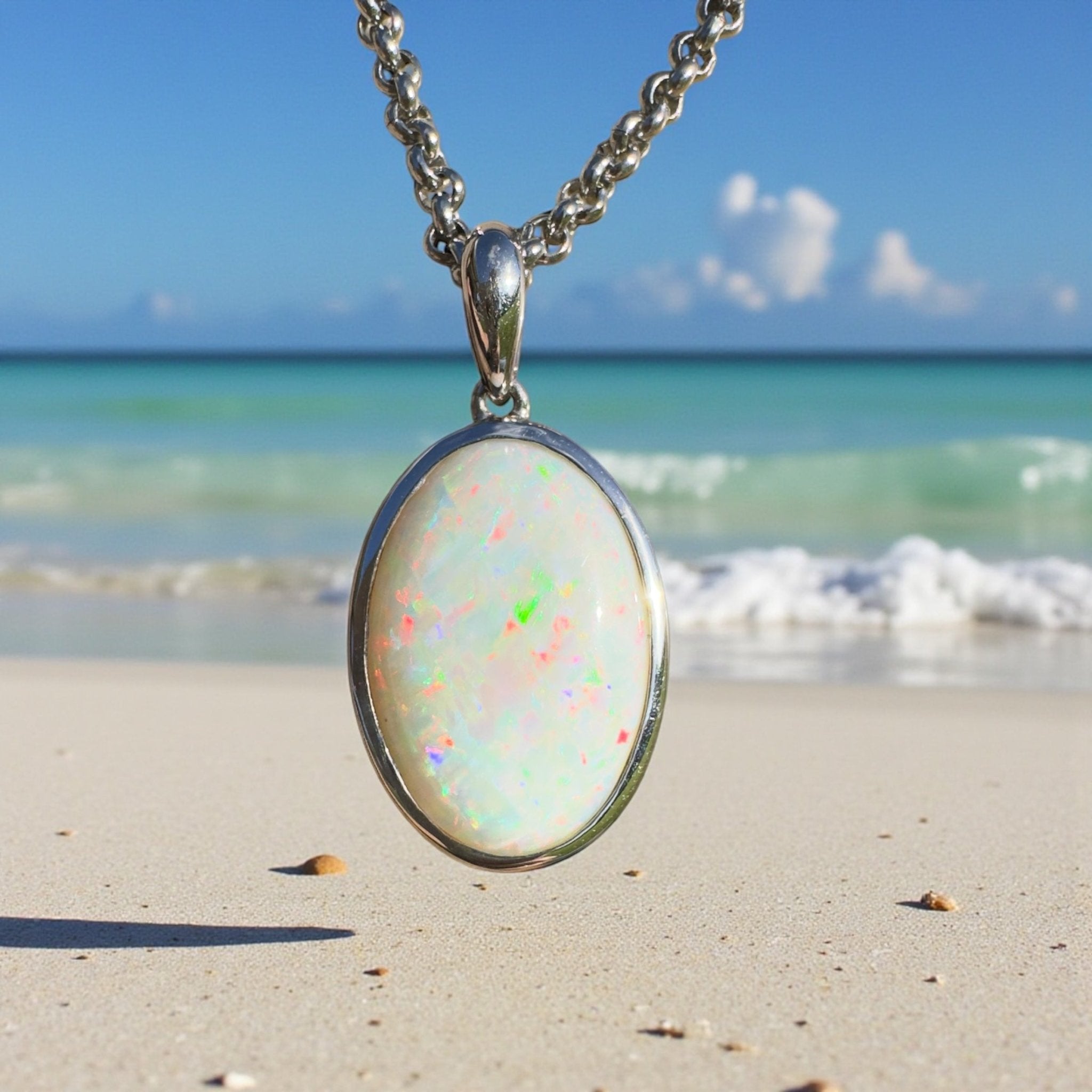 Flinders Skyfire ~ 4.1ct Coober Pedy Opal 925 Silver Pendant