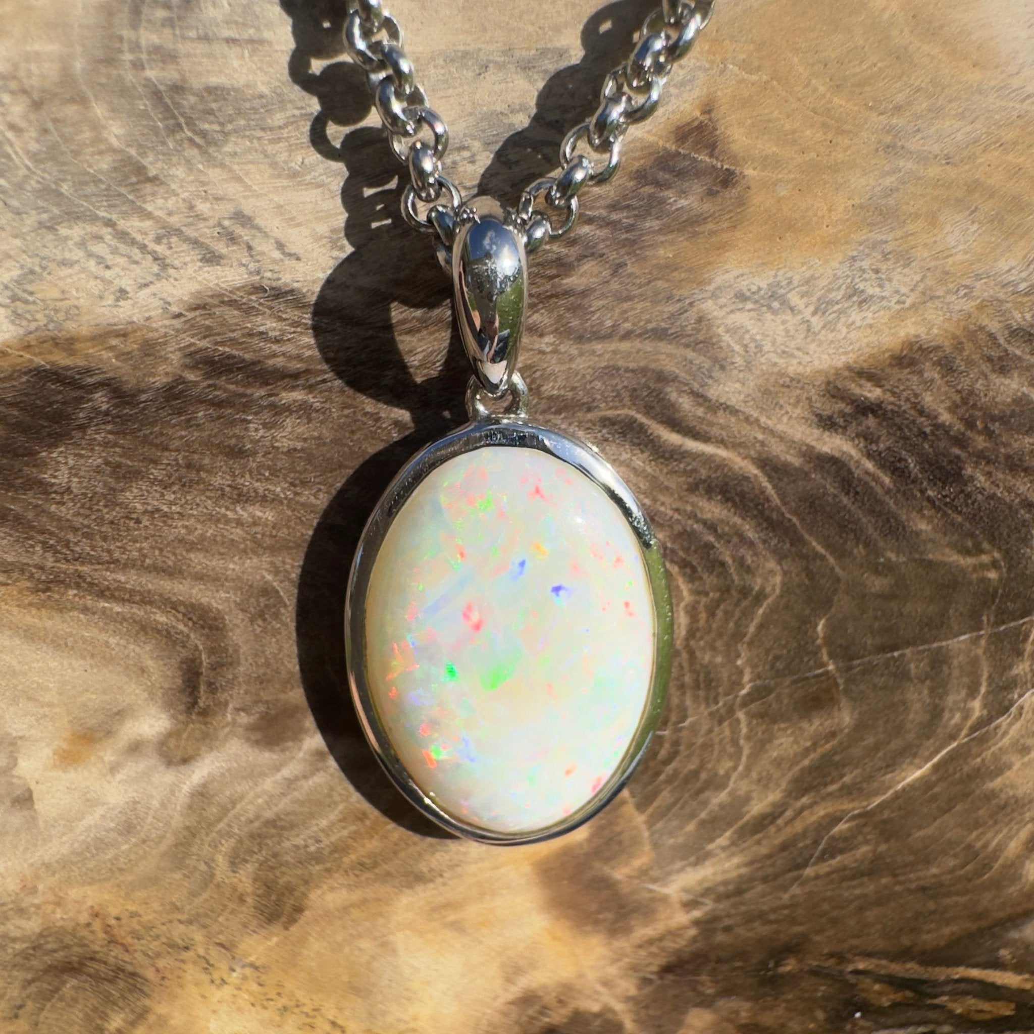 Flinders Skyfire ~ 4.1ct Coober Pedy Opal 925 Silver Pendant