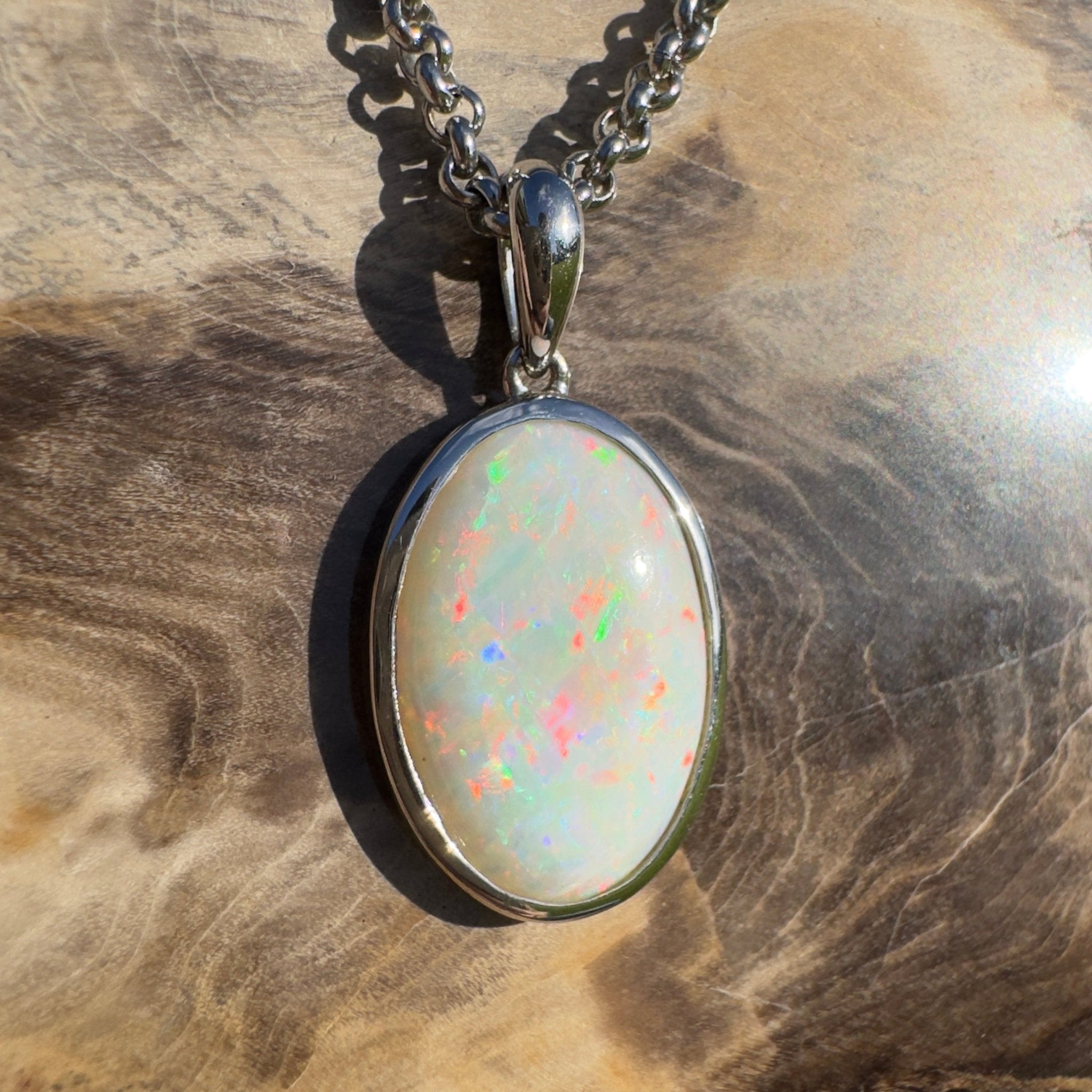 Flinders Skyfire ~ 4.1ct Coober Pedy Opal 925 Silver Pendant