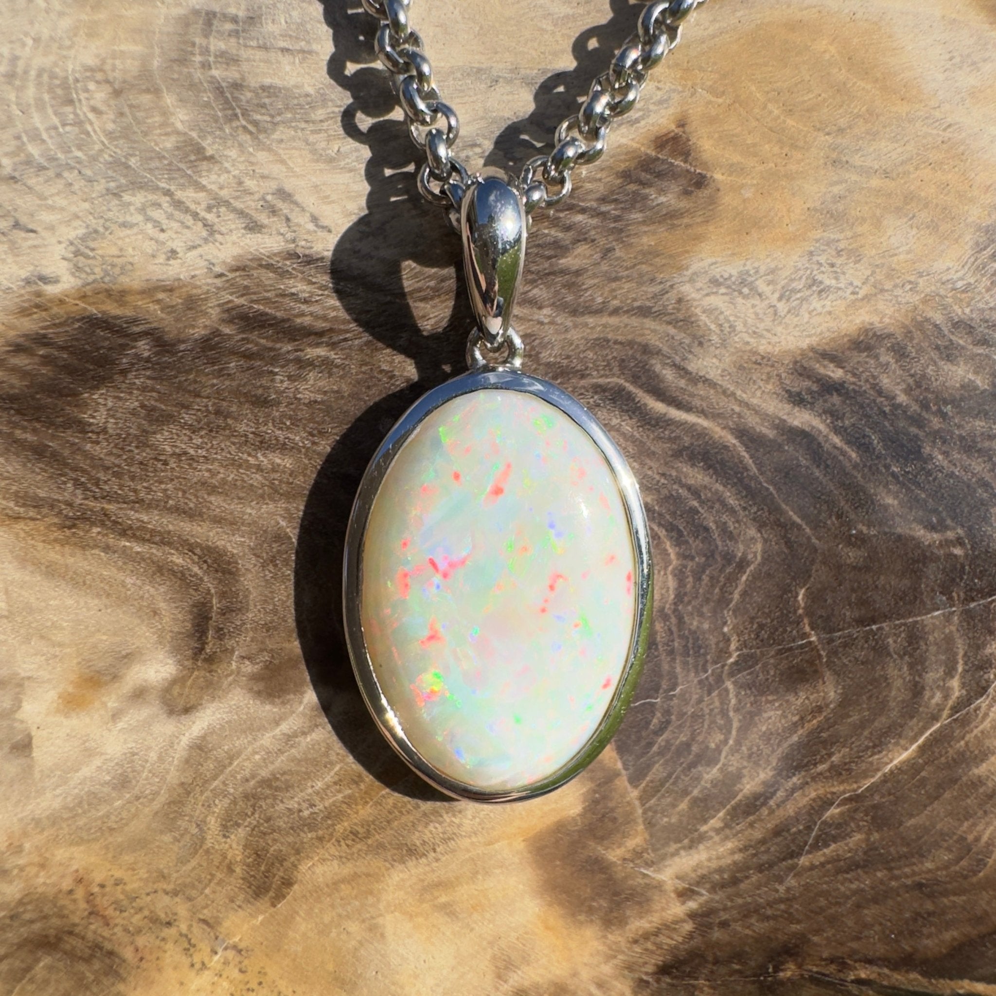 Flinders Skyfire ~ 4.1ct Coober Pedy Opal 925 Silver Pendant