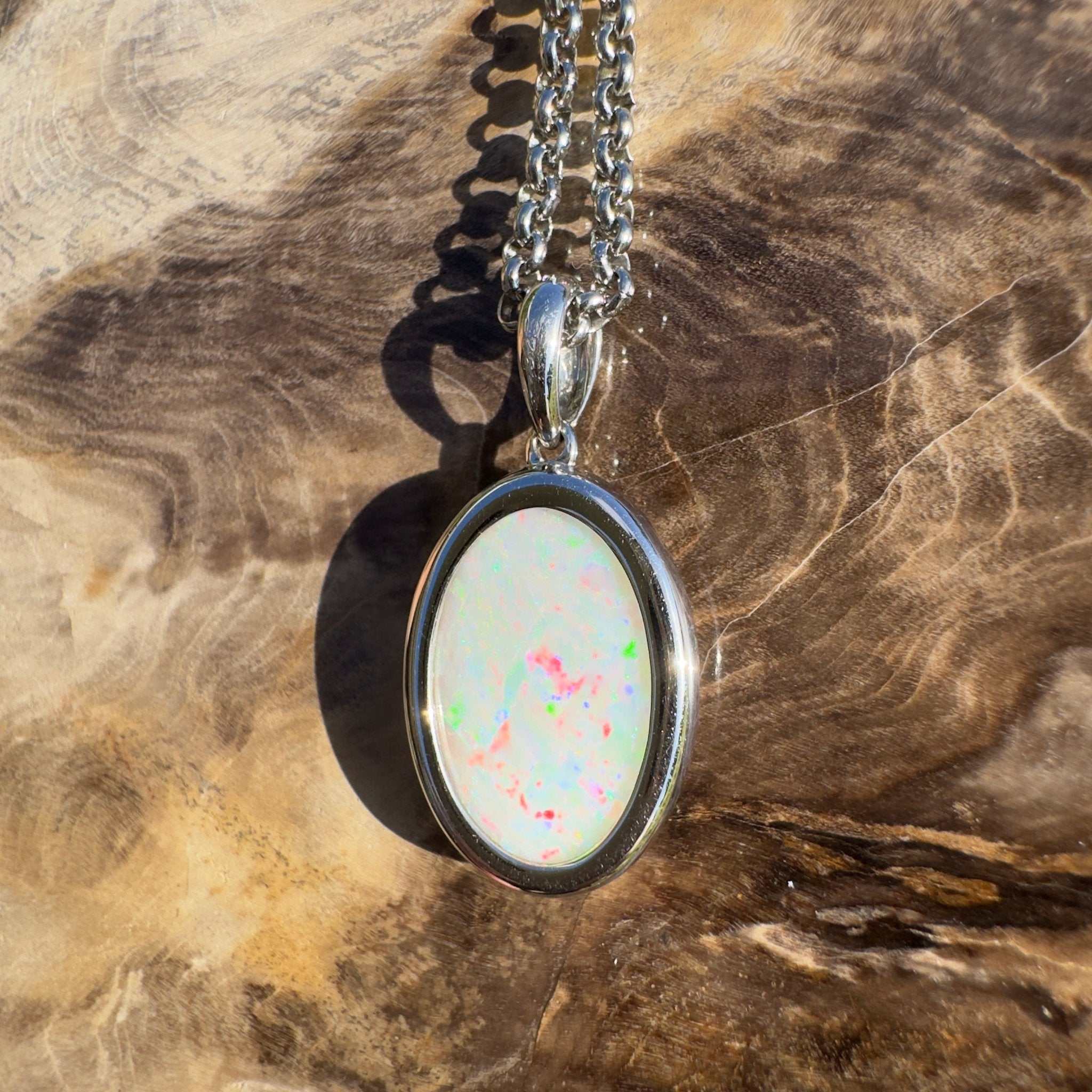 Flinders Skyfire ~ 4.1ct Coober Pedy Opal 925 Silver Pendant