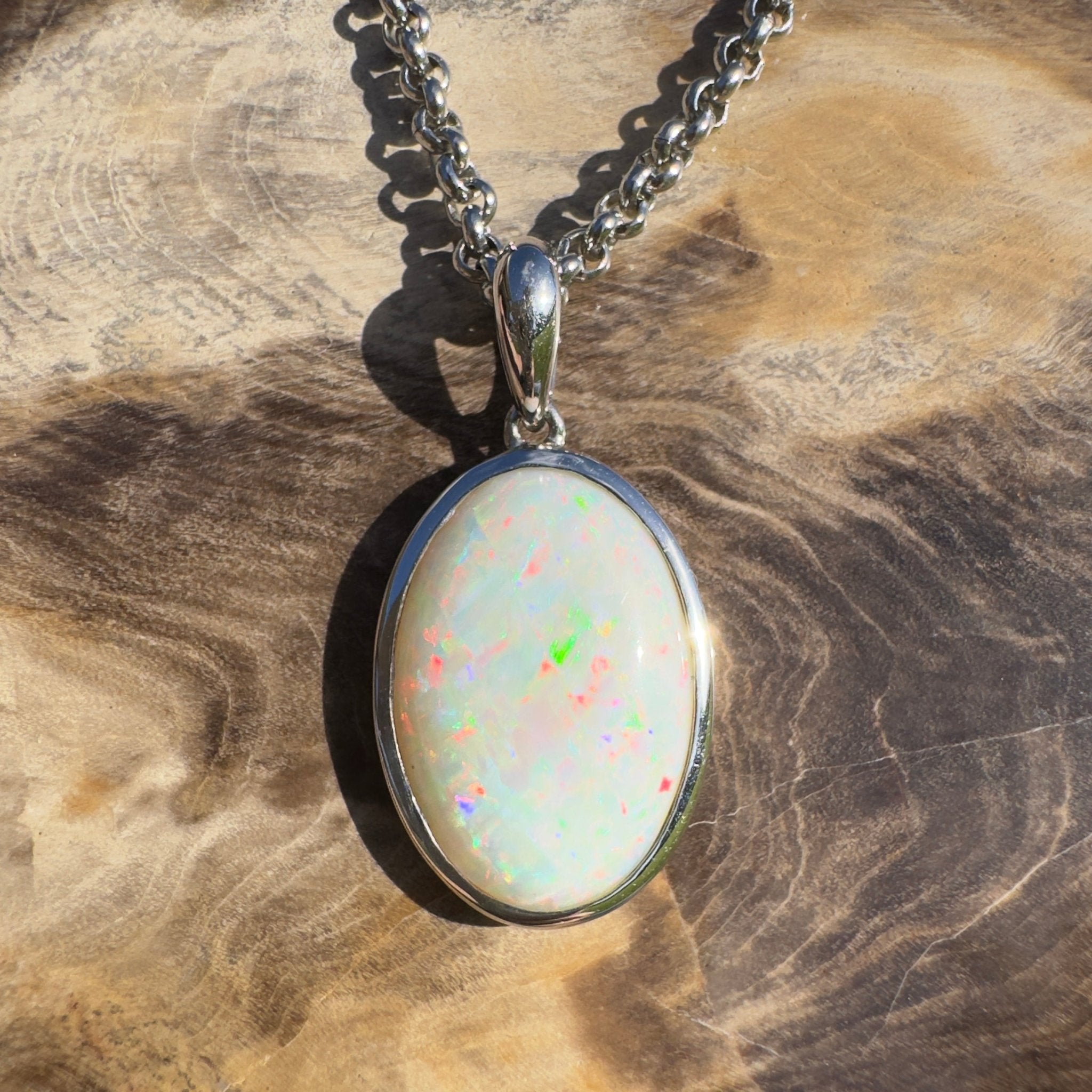 Flinders Skyfire ~ 4.1ct Coober Pedy Opal 925 Silver Pendant