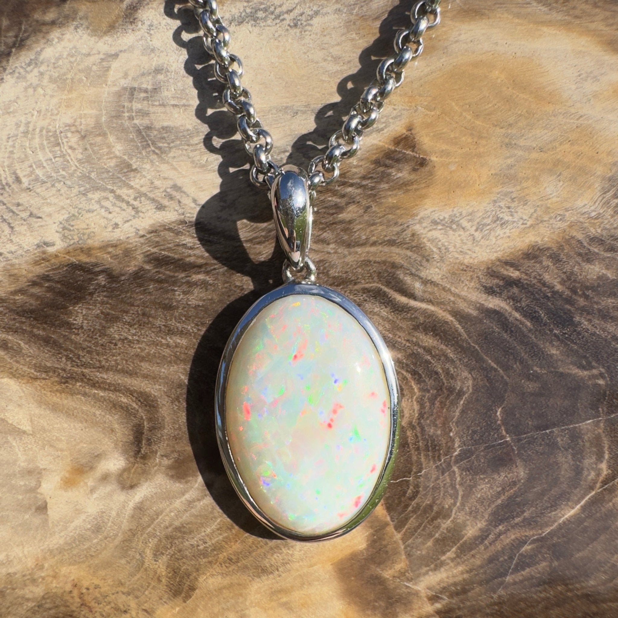 Flinders Skyfire ~ 4.1ct Coober Pedy Opal 925 Silver Pendant