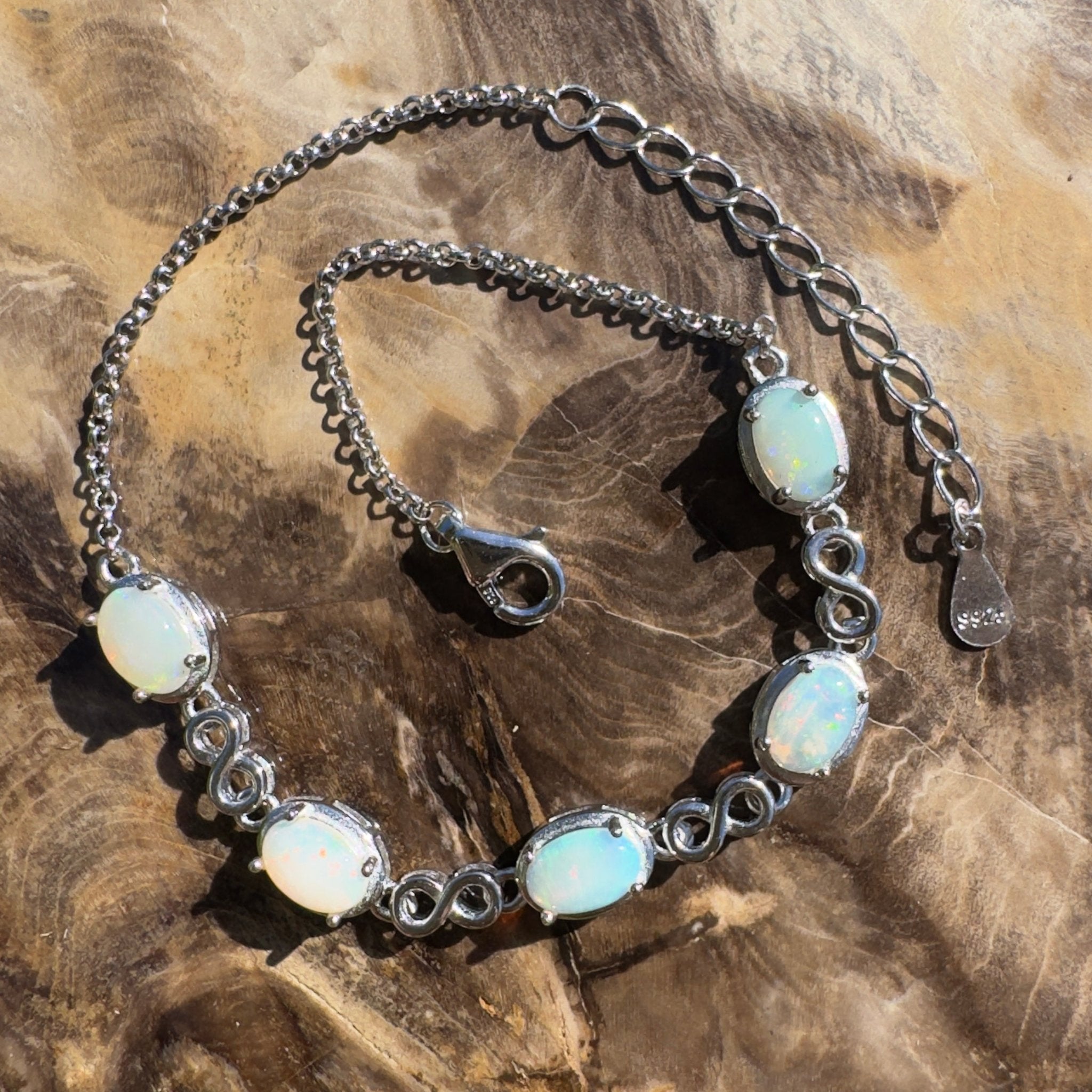 Flinders Stilllight ~ 1.5ct Coober Pedy Opal 925 Sterling Silver Bracelet