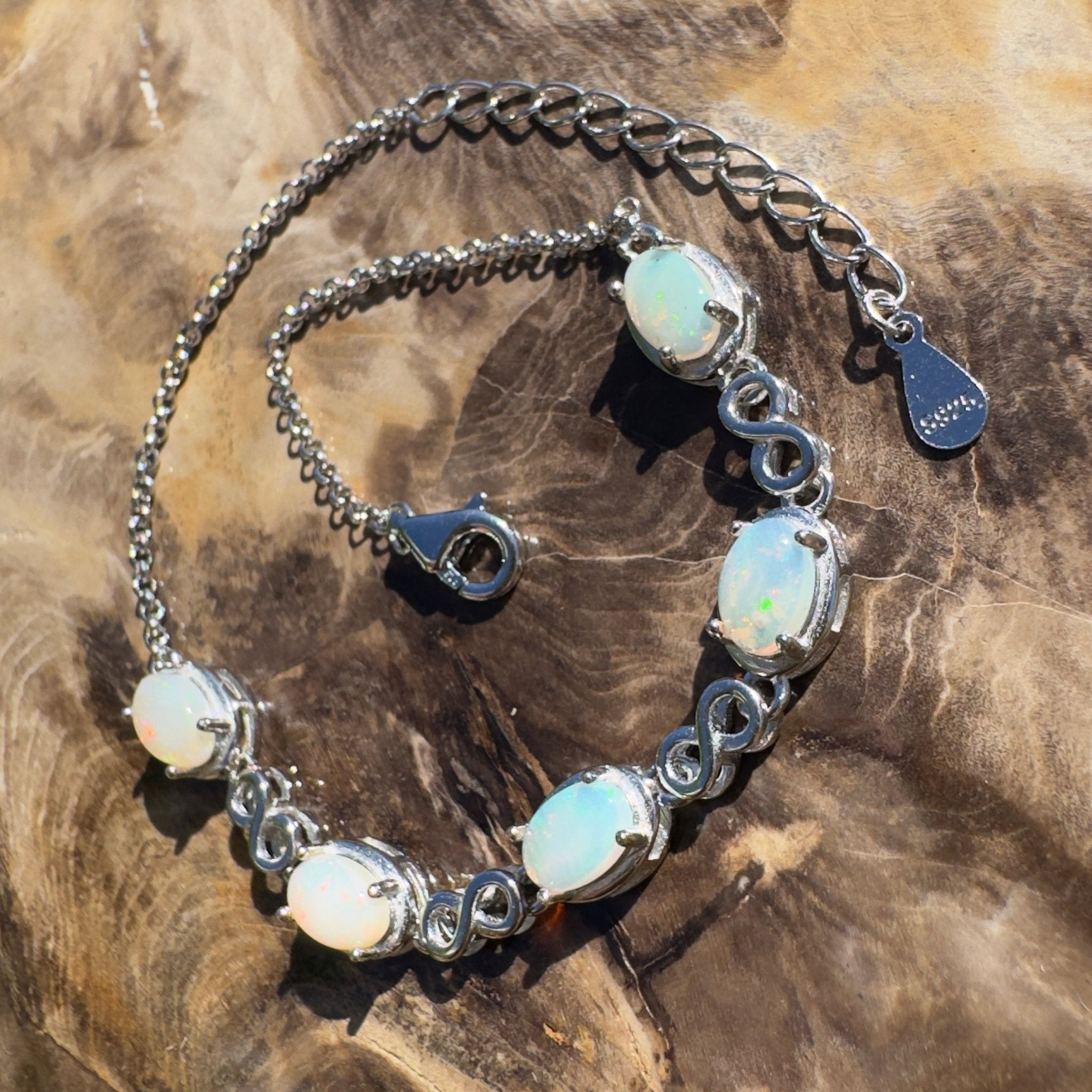 Flinders Stilllight ~ 1.5ct Coober Pedy Opal 925 Sterling Silver Bracelet