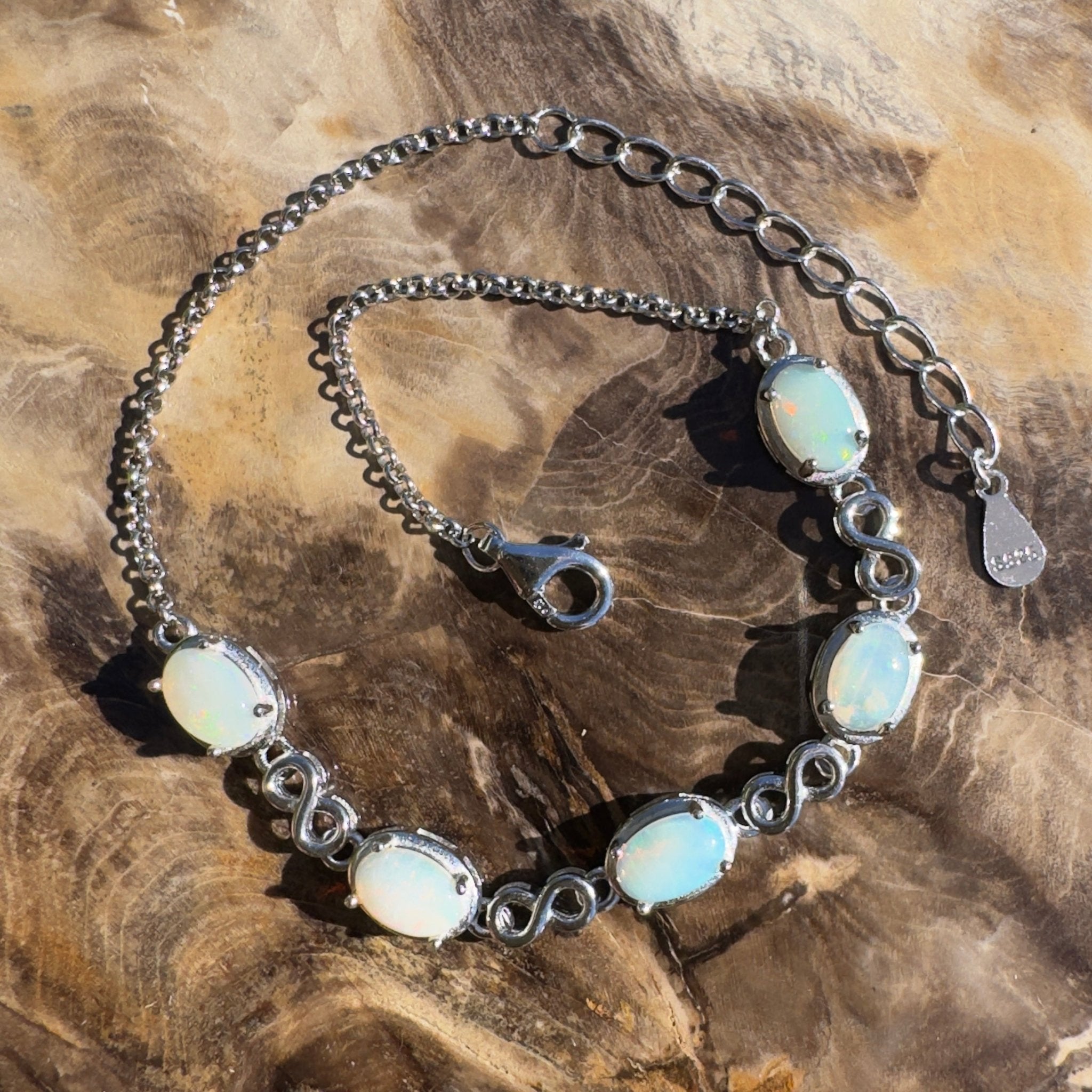 Flinders Stilllight ~ 1.5ct Coober Pedy Opal 925 Sterling Silver Bracelet