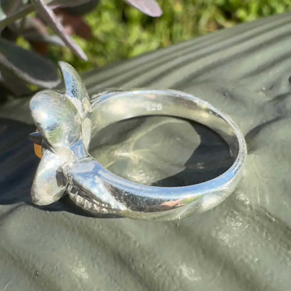 ’Flowers Bloom’ ~ Handcrafted 0.8ct Solid Lightning Ridge Opal 925 Sterling Silver Ring Size M (6.5)