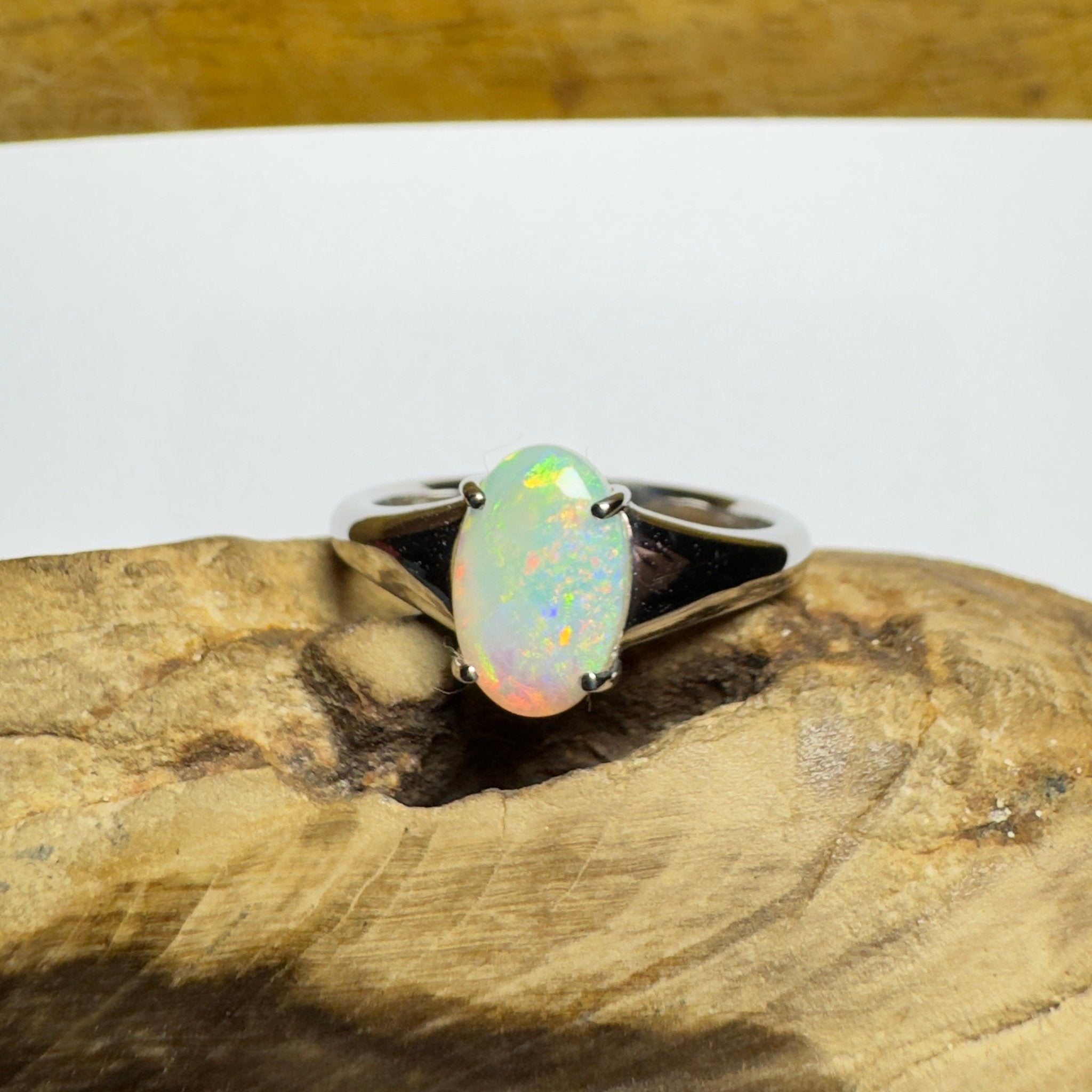 Freycinet Fire ~ 1.25ct Solid Coober Pedy Crystal Opal 925 Silver Ring