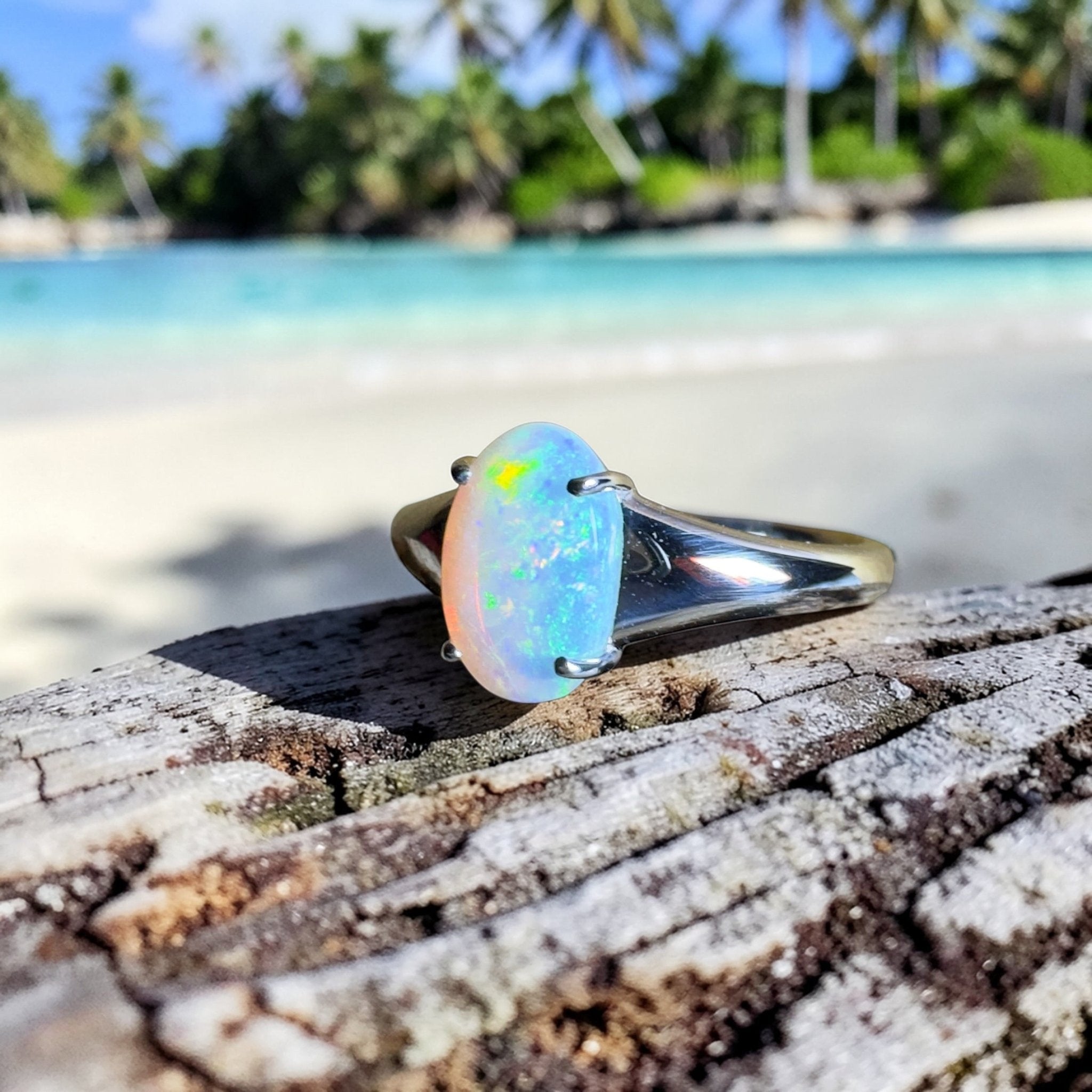 Freycinet Fire ~ 1.25ct Solid Coober Pedy Crystal Opal 925 Silver Ring