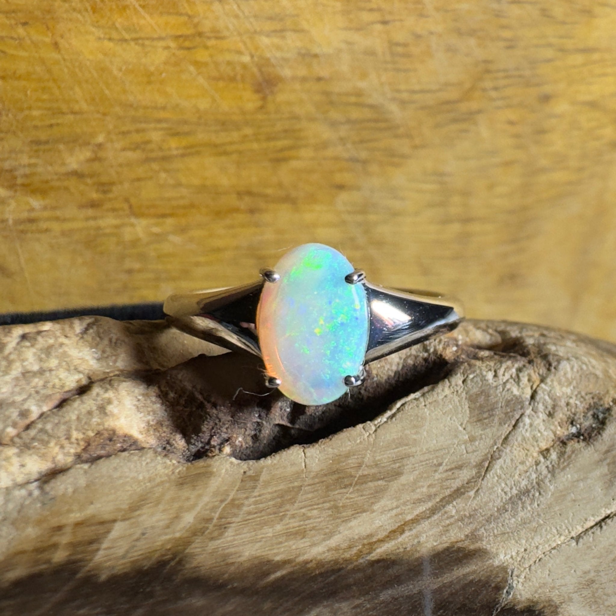Freycinet Fire ~ 1.25ct Solid Coober Pedy Crystal Opal 925 Silver Ring