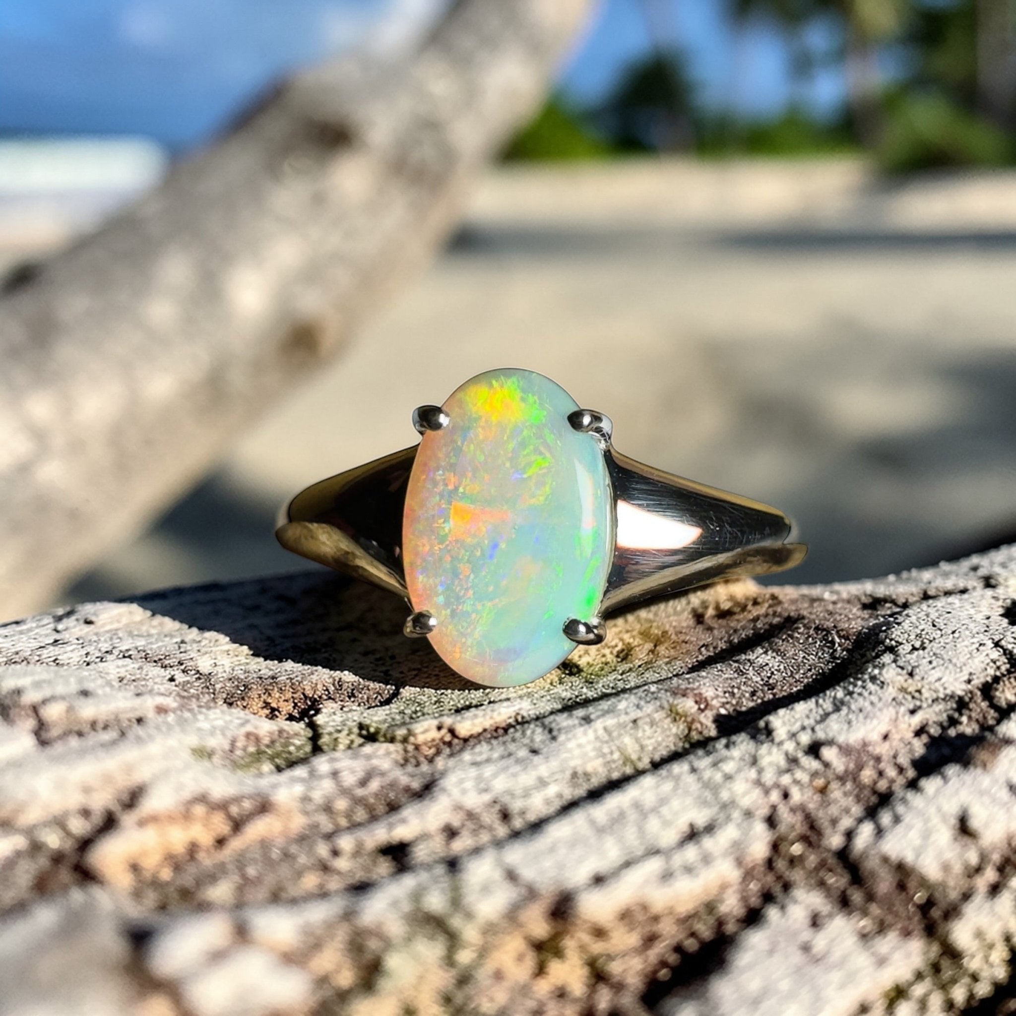Freycinet Fire ~ 1.25ct Solid Coober Pedy Crystal Opal 925 Silver Ring