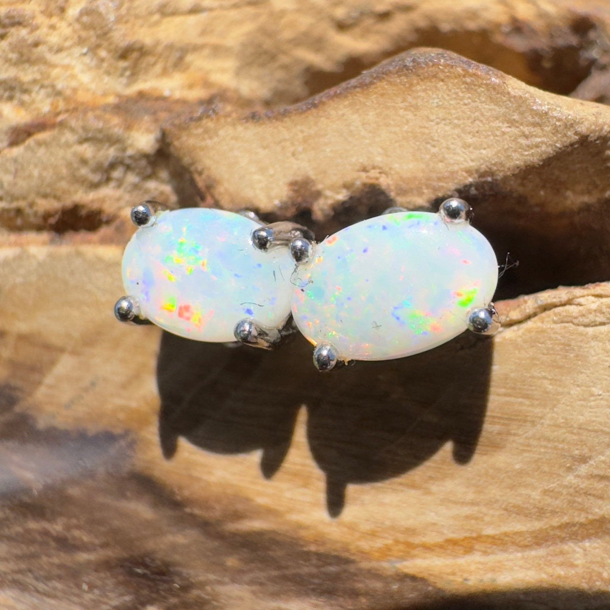 Freycinet Spark - 0.6ct Coober Pedy Opal 925 Silver Earrings