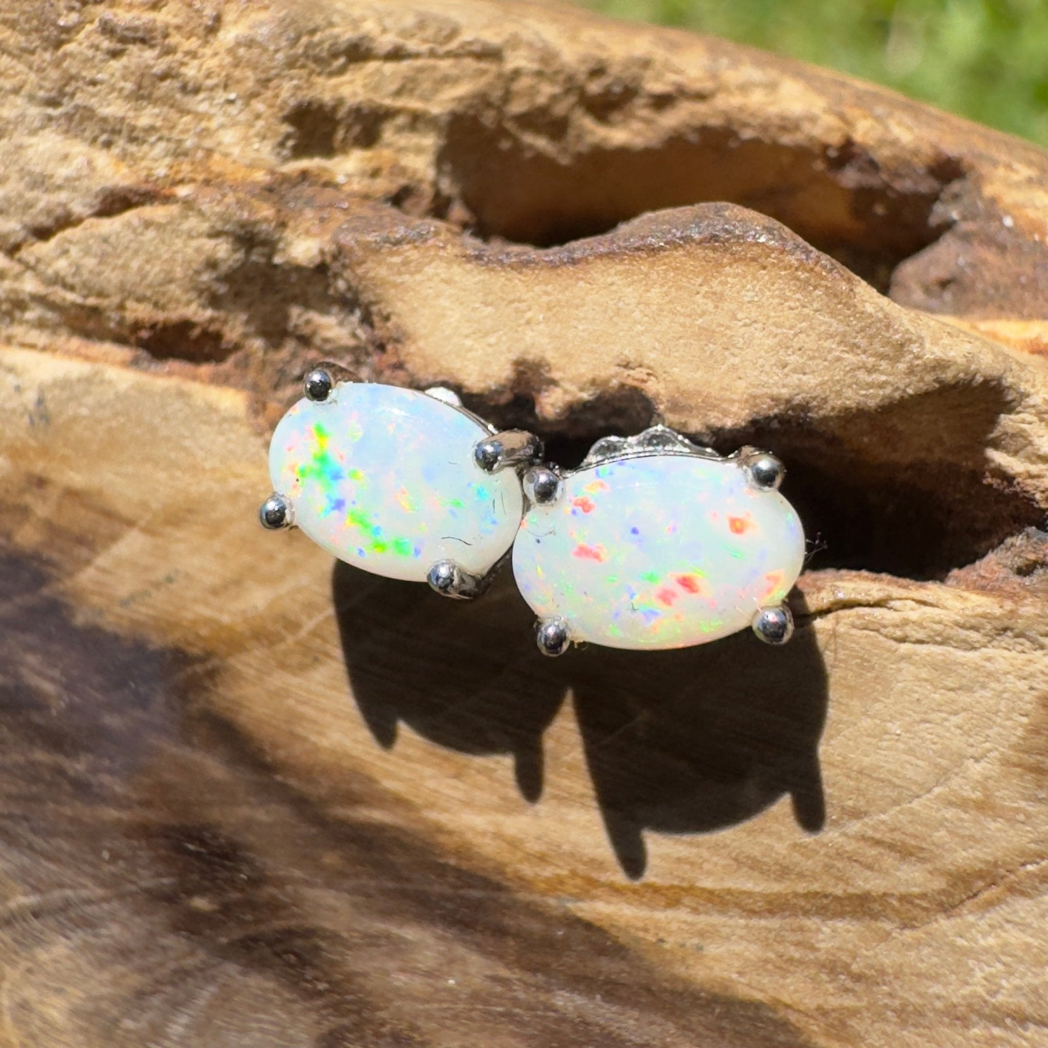 Freycinet Spark - 0.6ct Coober Pedy Opal 925 Silver Earrings