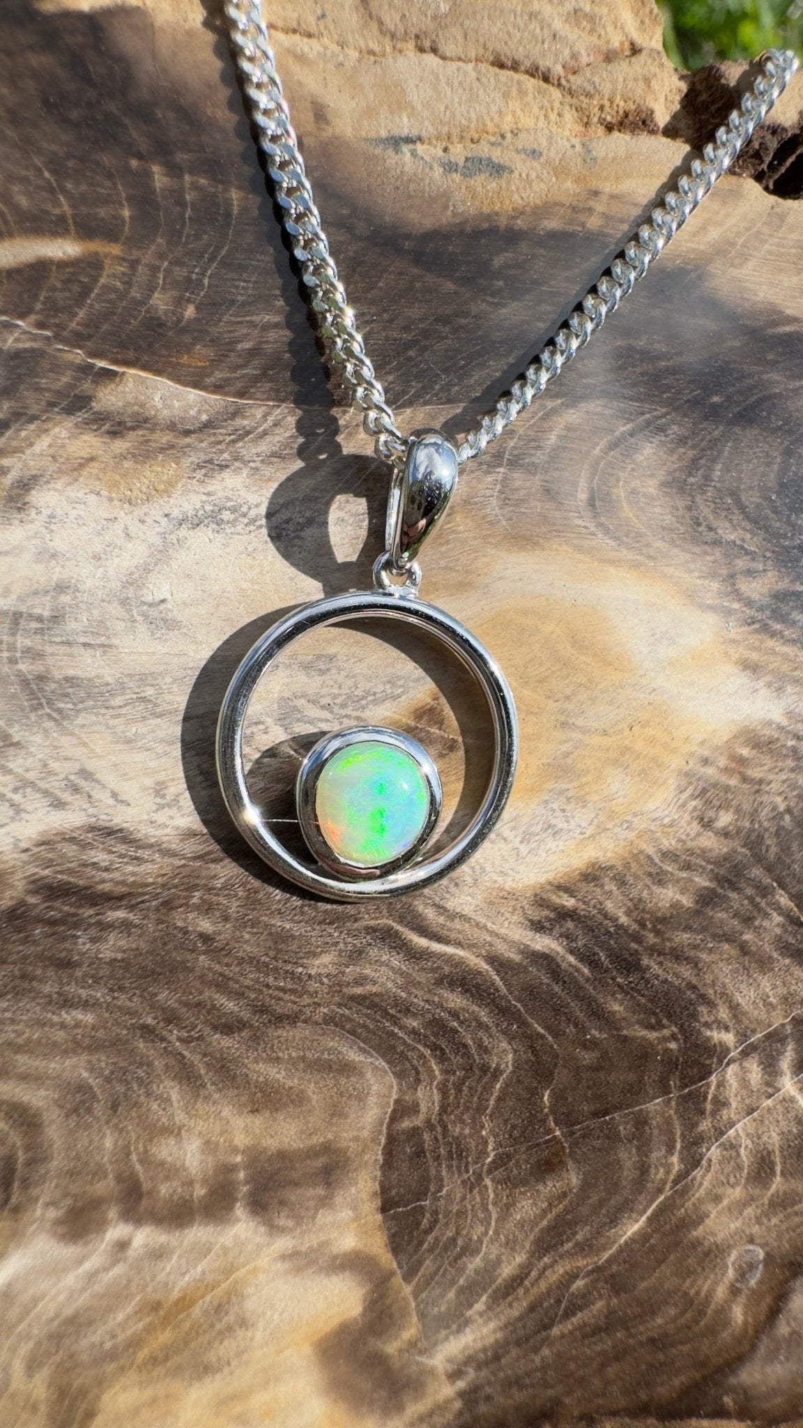 Gariwerd Whisper ~ 0.8ct Solid Coober Pedy Crystal Opal 925 Sterling Silver Pendant Necklace