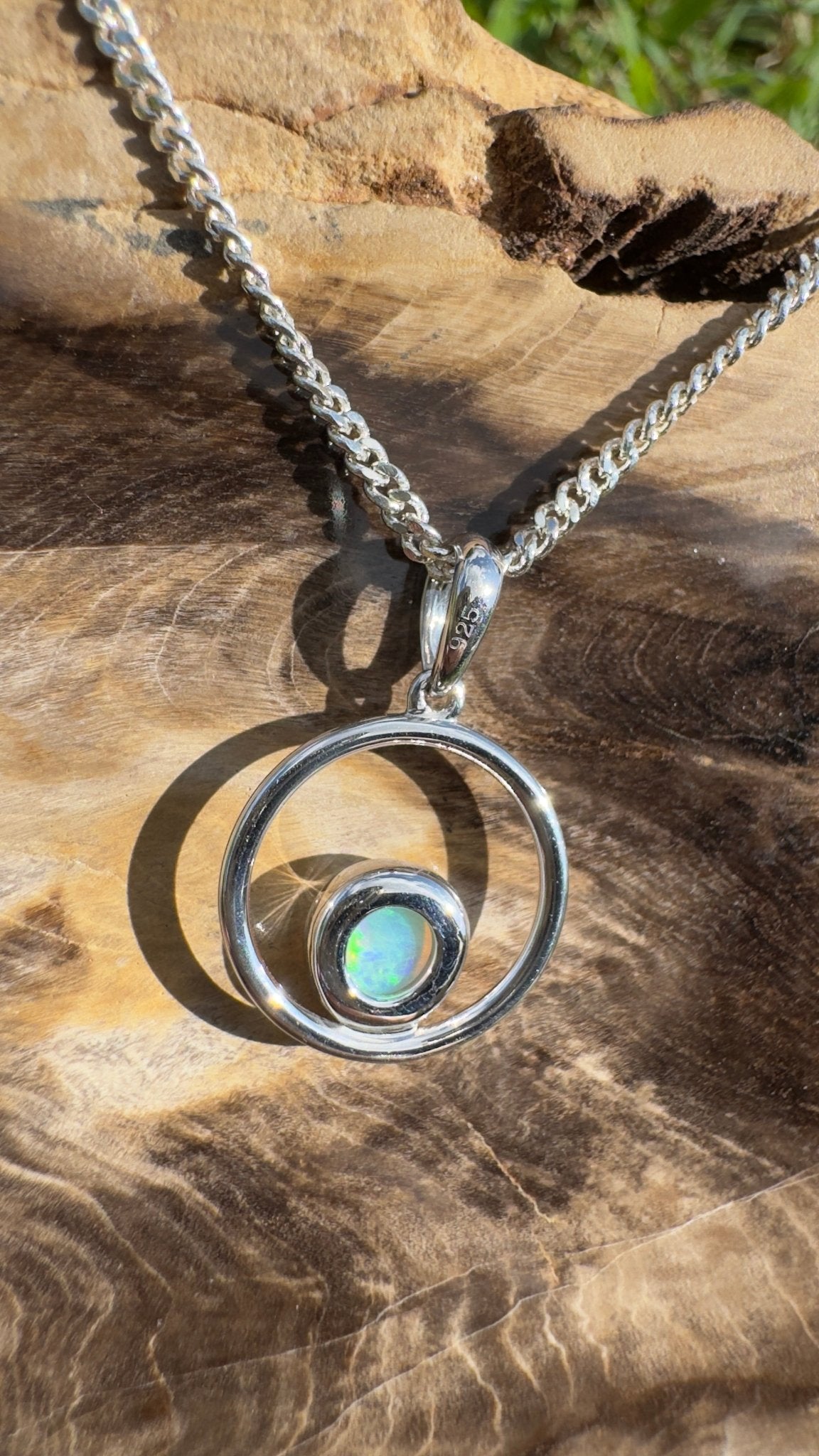 Gariwerd Whisper ~ 0.8ct Solid Coober Pedy Crystal Opal 925 Sterling Silver Pendant Necklace